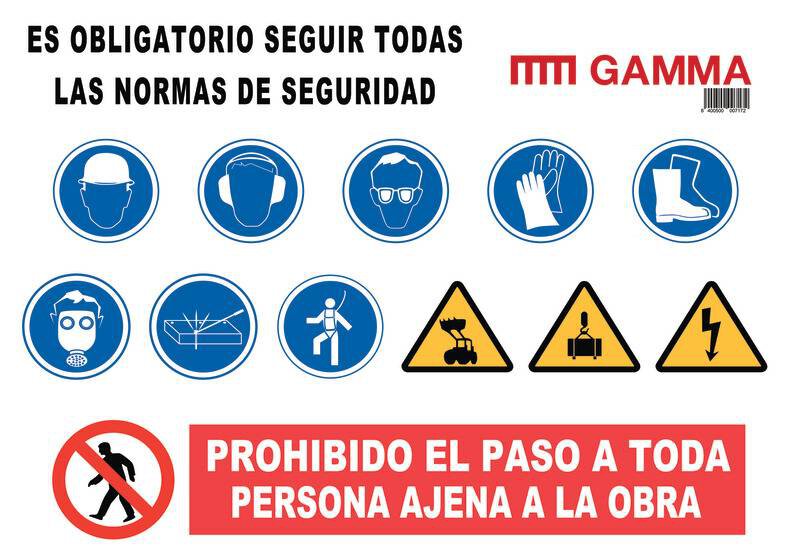Pz. Cartel GAMMA normas obligatorias 100x70cm.