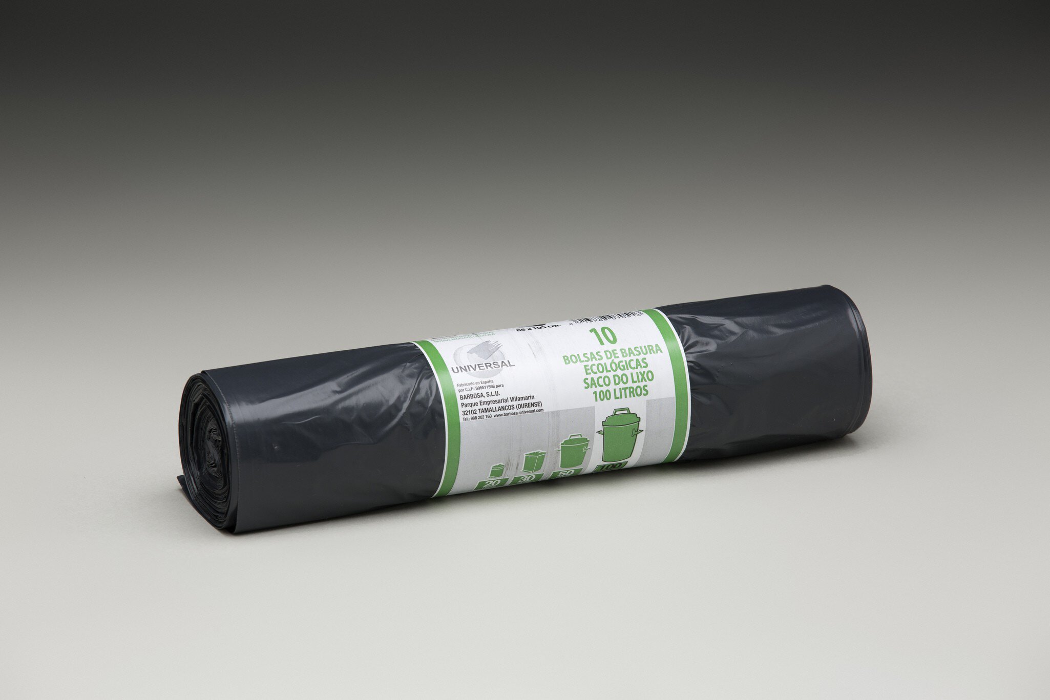 Rollo 10 bolsas basura Barbosa 100l (85x105 cm) negro