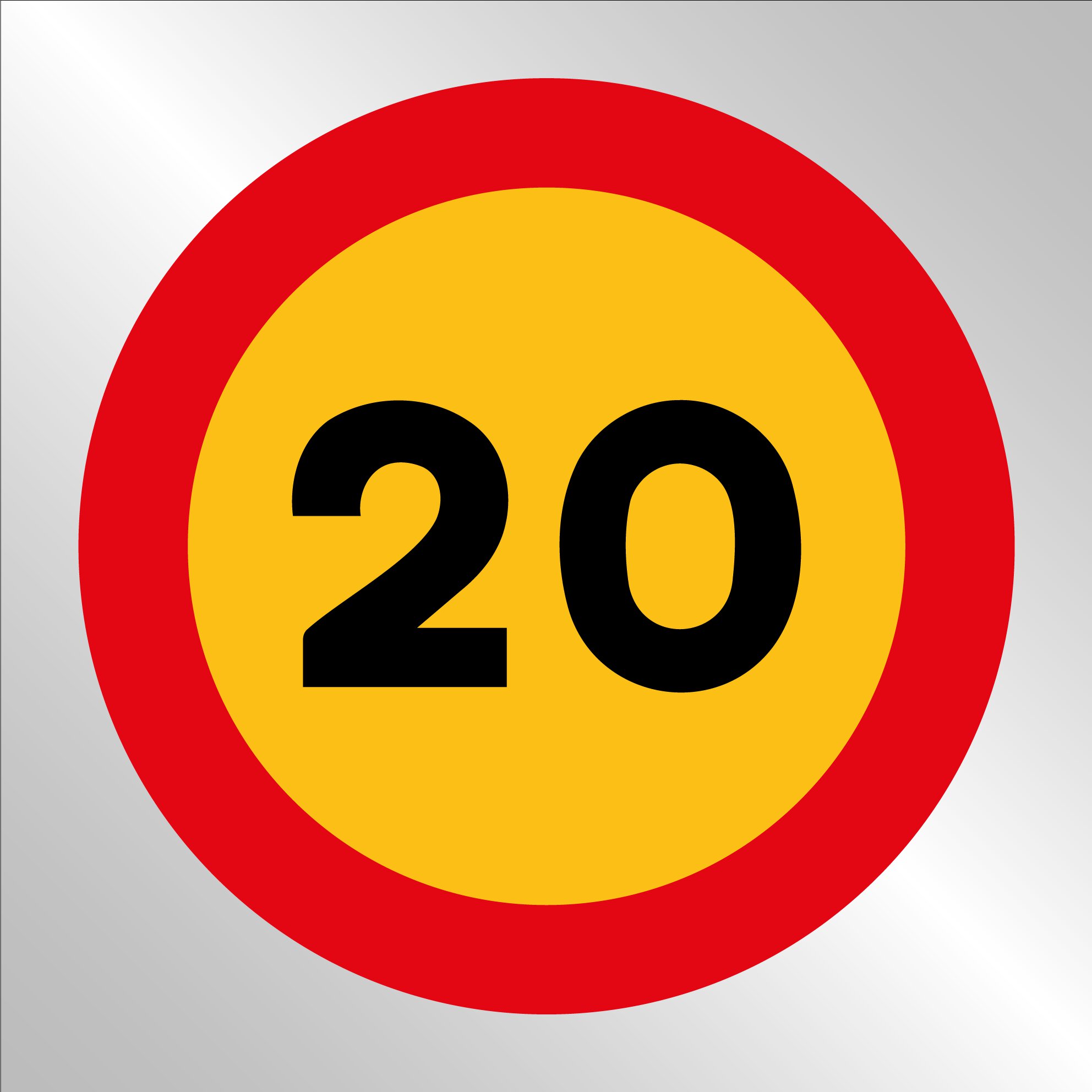 Pz. Señal JG en bolsa de plástico Velocidad máxima 20 km/h 70x70 cm