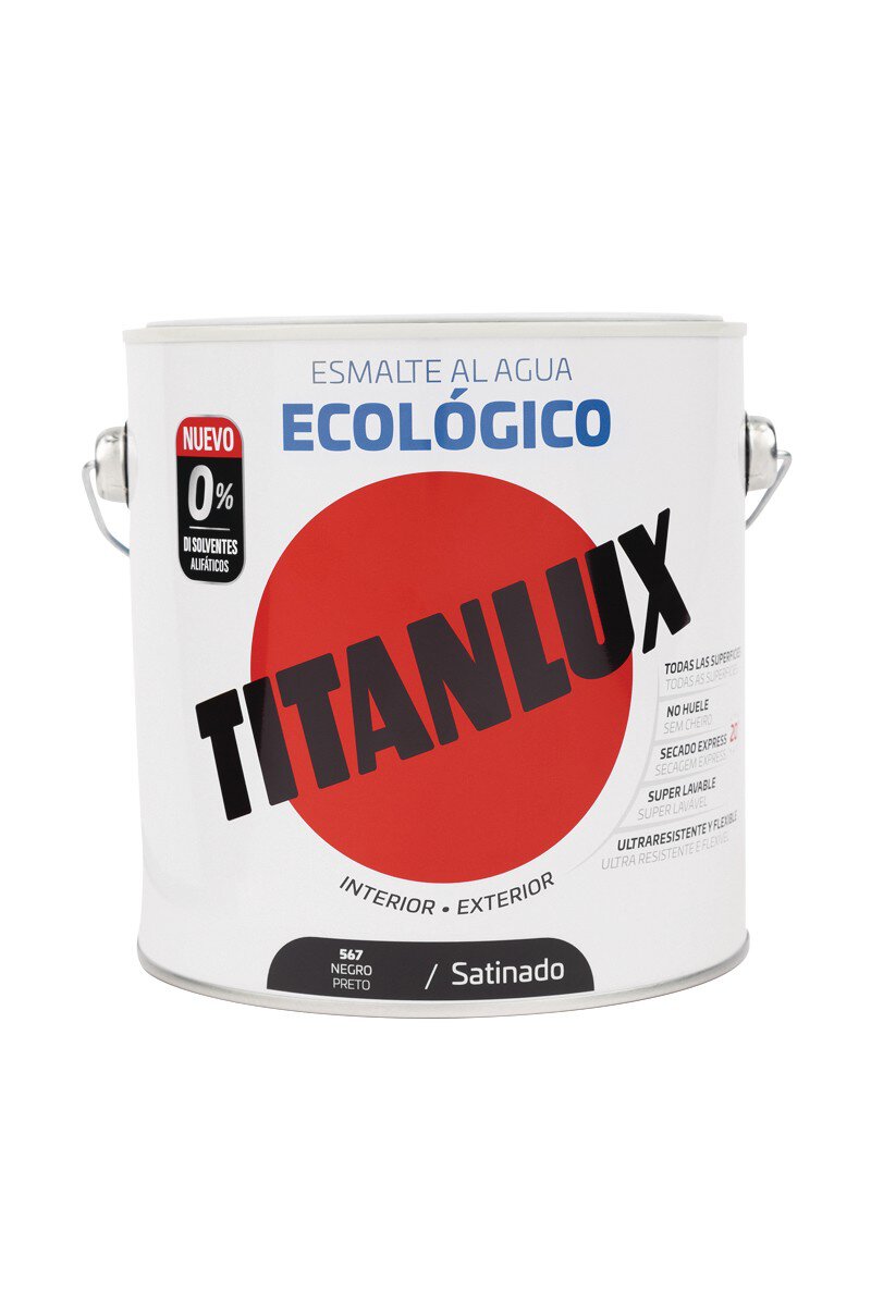 Bote Titanlux esmalte al agua eco satinado negro 2.5 L