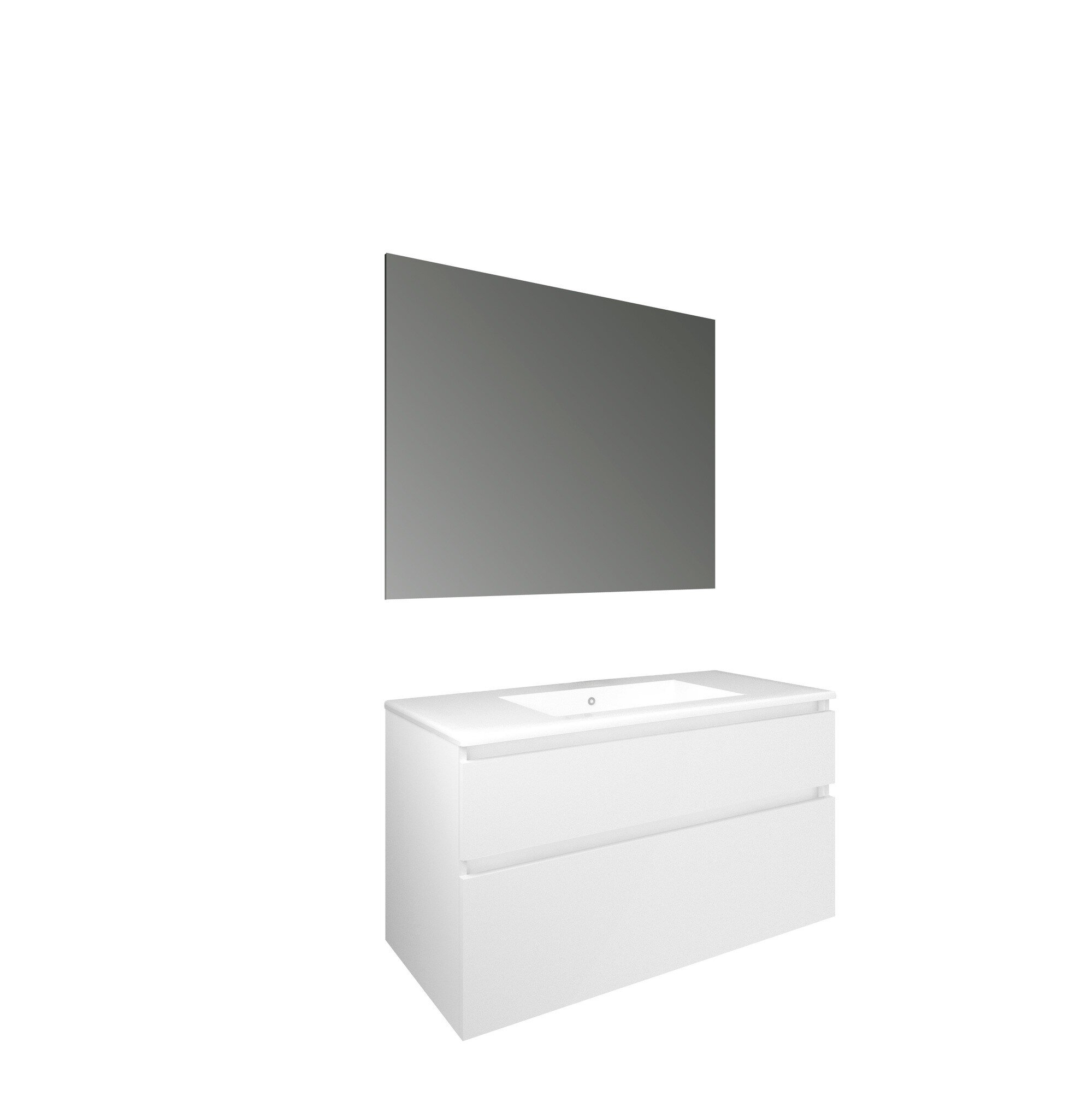 Conjunto Baho Basic 100 Manning Suspendido Blanco Mate (Espejo Liso)