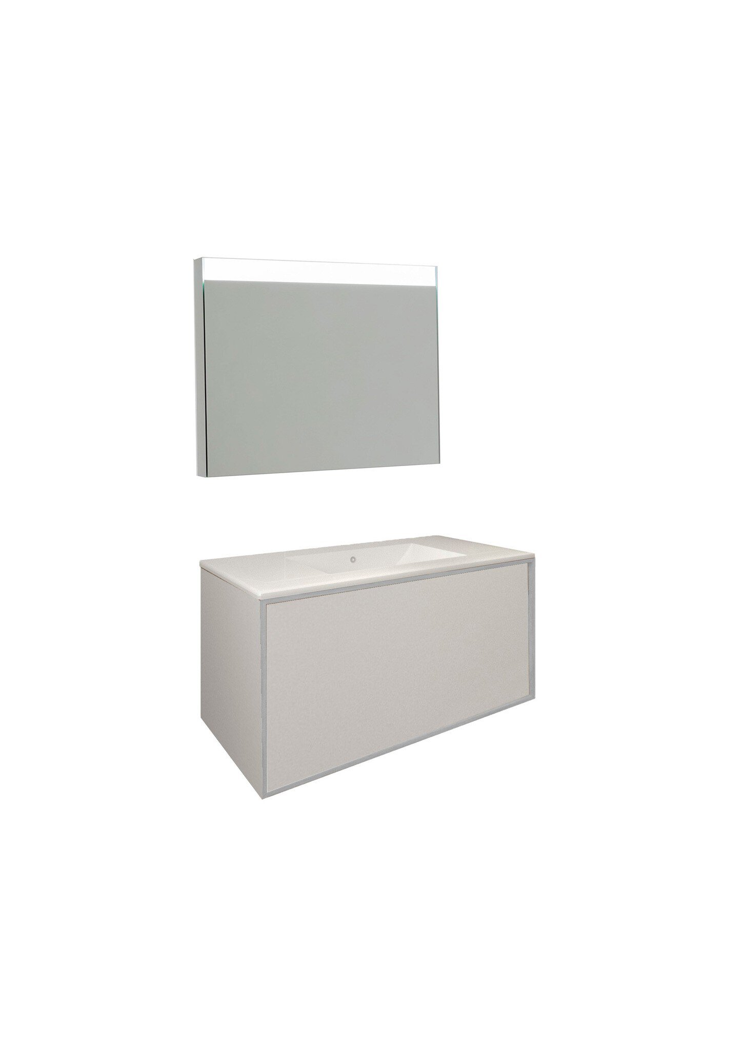 Conjunto Baho Plus 100 Frame 1C Blanco Mate (Espejo Led)