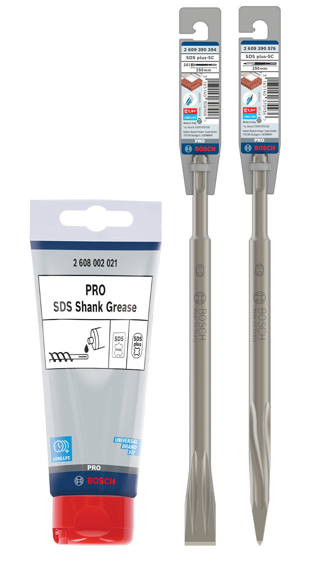 Bosch Conjunto cinceles sds plus y grasa de mantenimiento 2609390576/2608002021