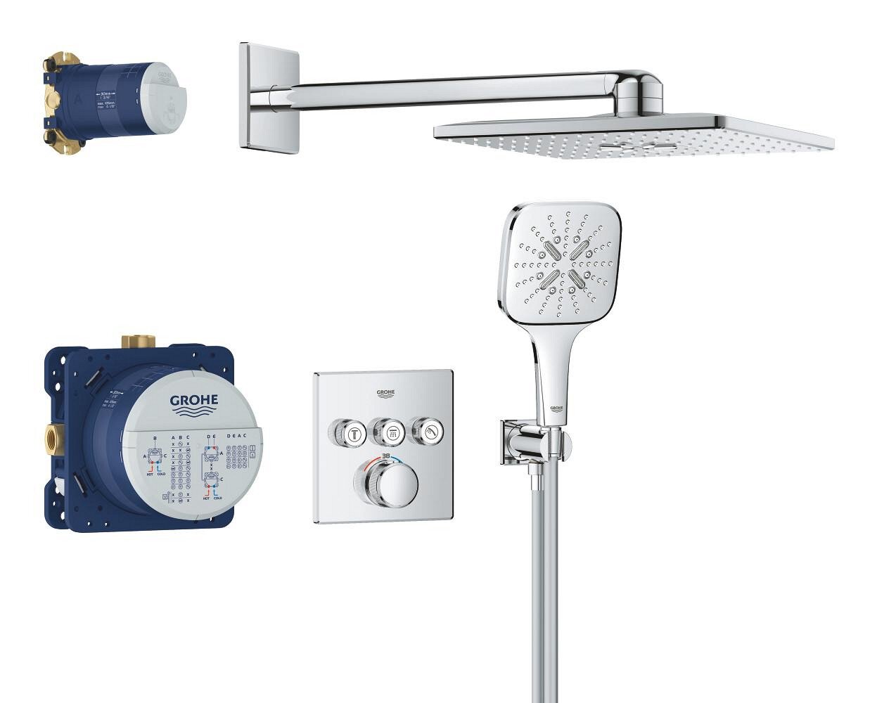 Grohe 34864000 Bundle SmartControl termostato 3 vias cube ducha mural smartactive 2 j