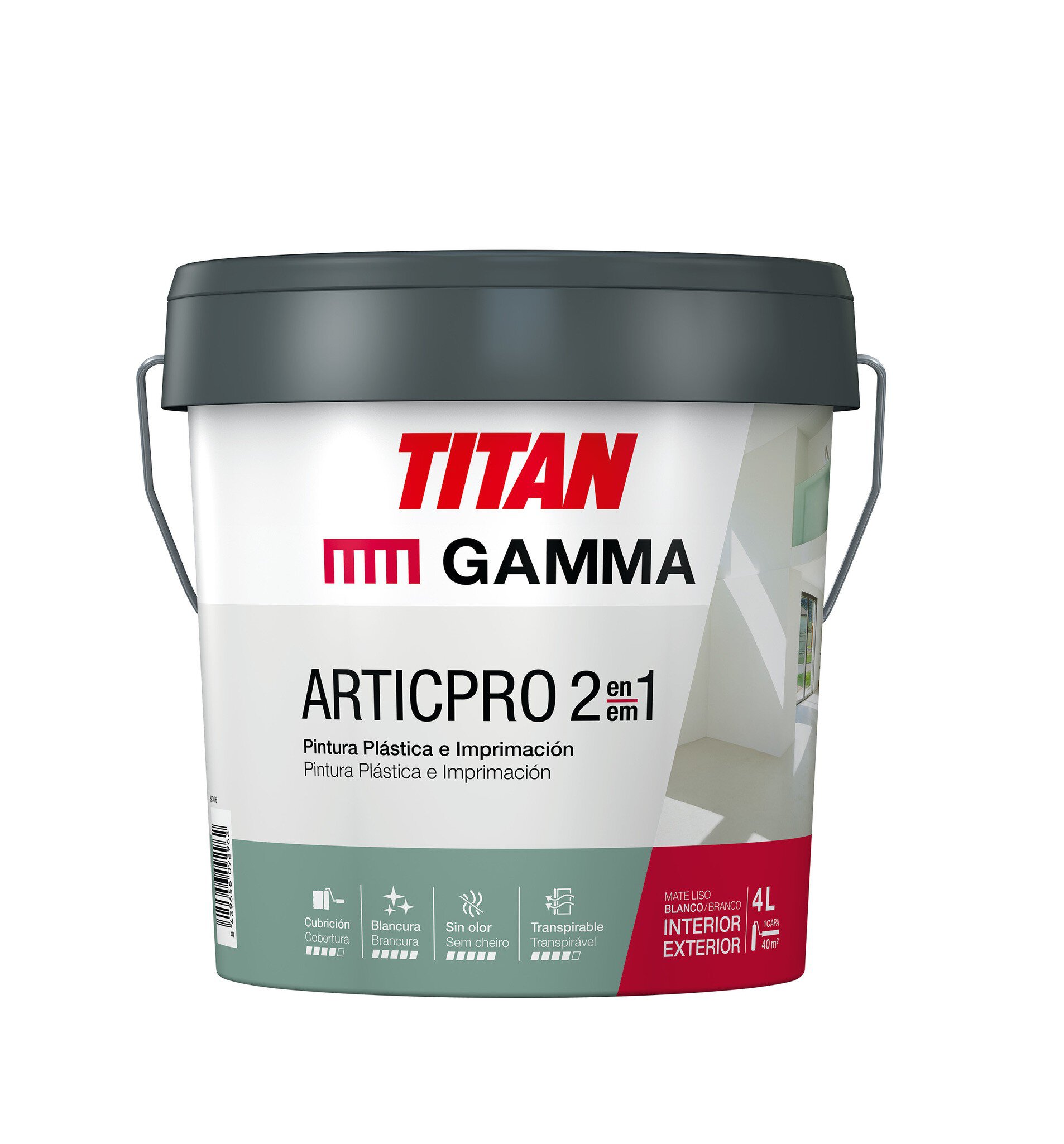 Bote Gamma-Titan pintura plástica mate blanca ArticPro 2 en 1 interior 4l