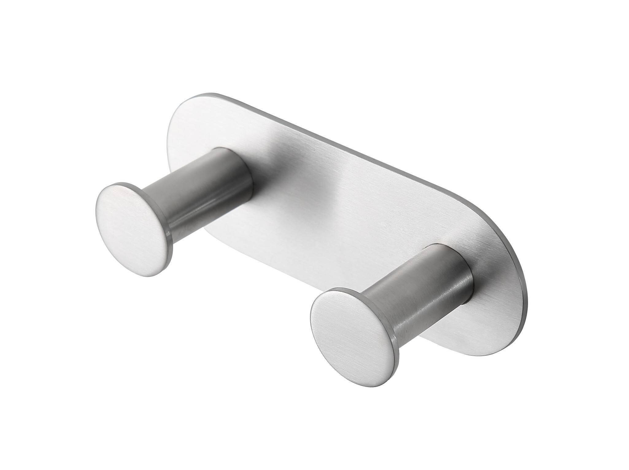 Percha doble Baho Bolt acero cepillado (adhesivo 3M)