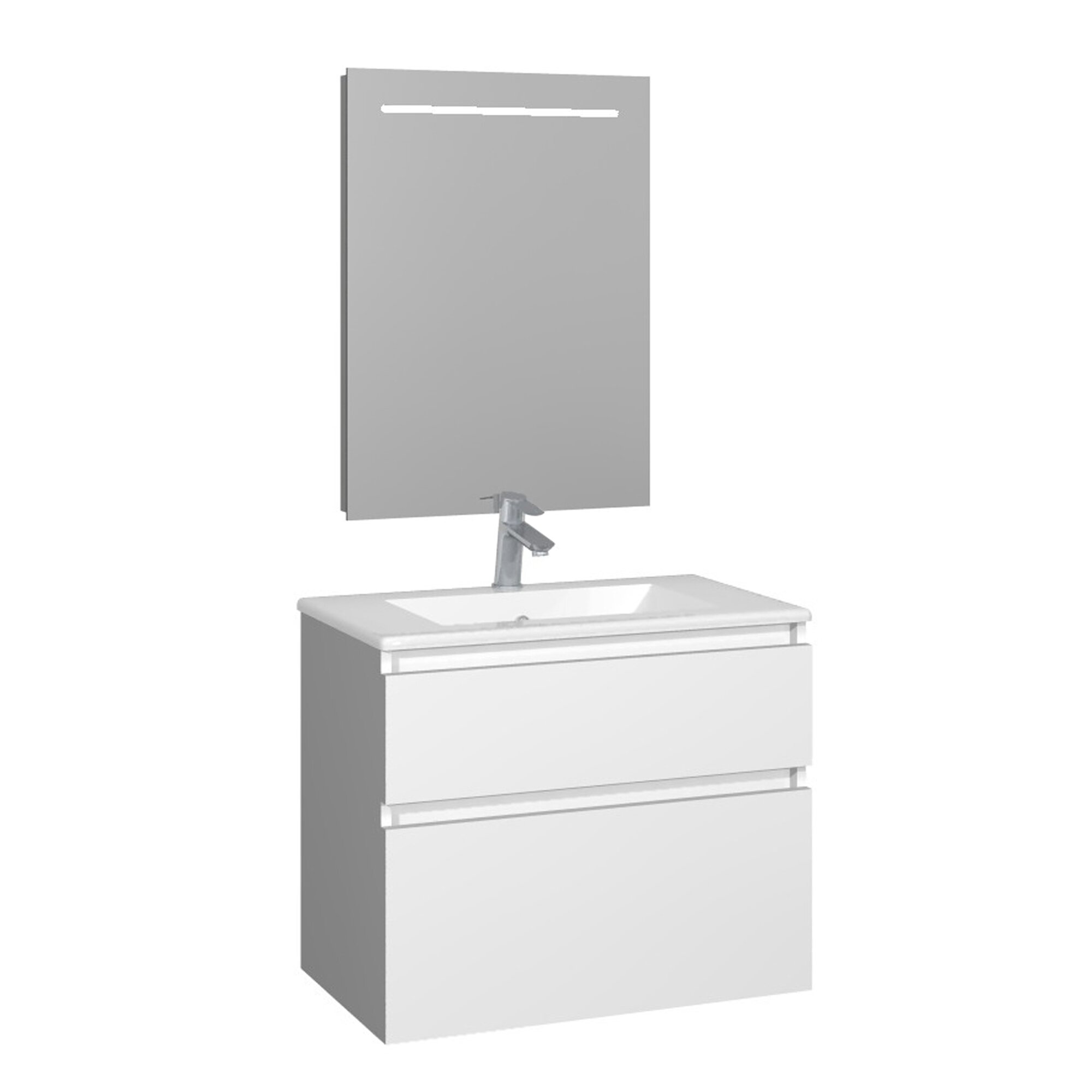 Conjunto Baho manning susp. 70 blanco mate con espejo led