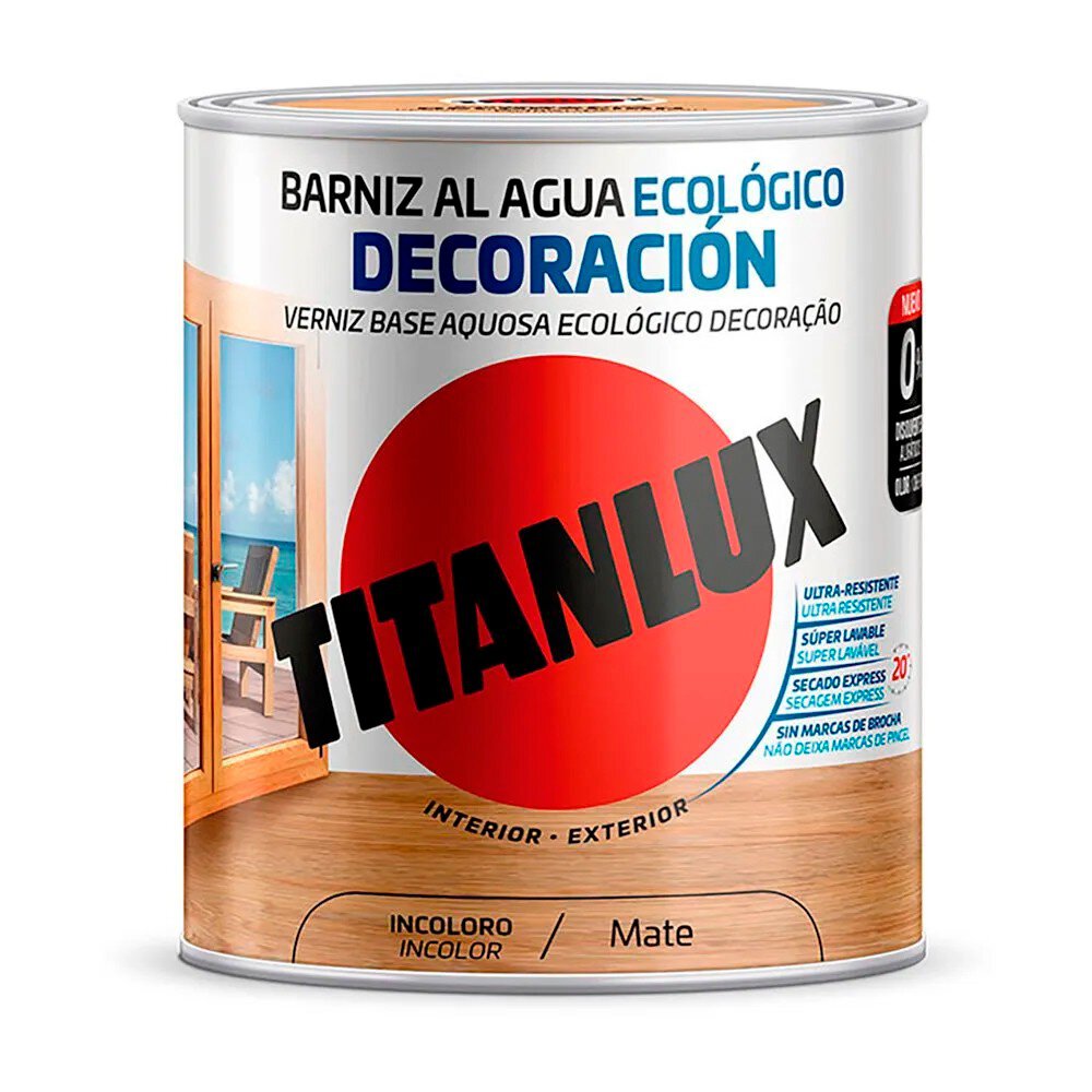 Bote Titanlux barniz al agua eco mate incoloro 750ml
