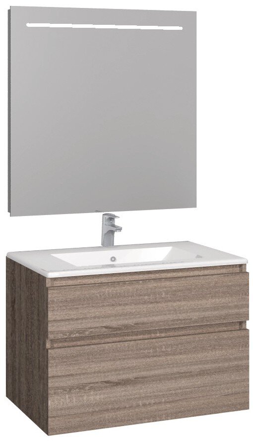 Conjunto Baho manning susp. 80 roble cambrian con espejo led