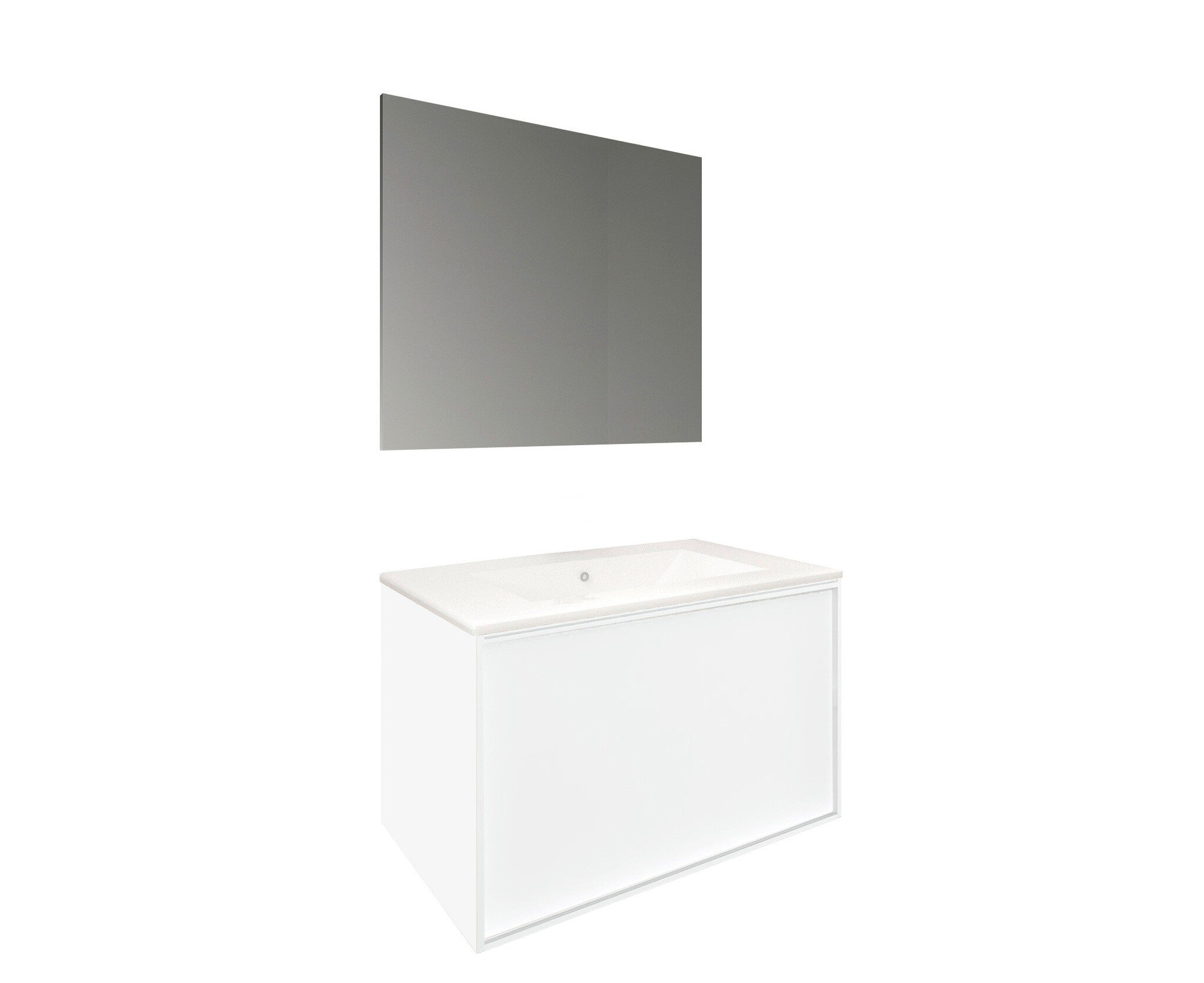 Conjunto Baho Basic 80 Frame 1C Blanco Mate (Espejo Liso)