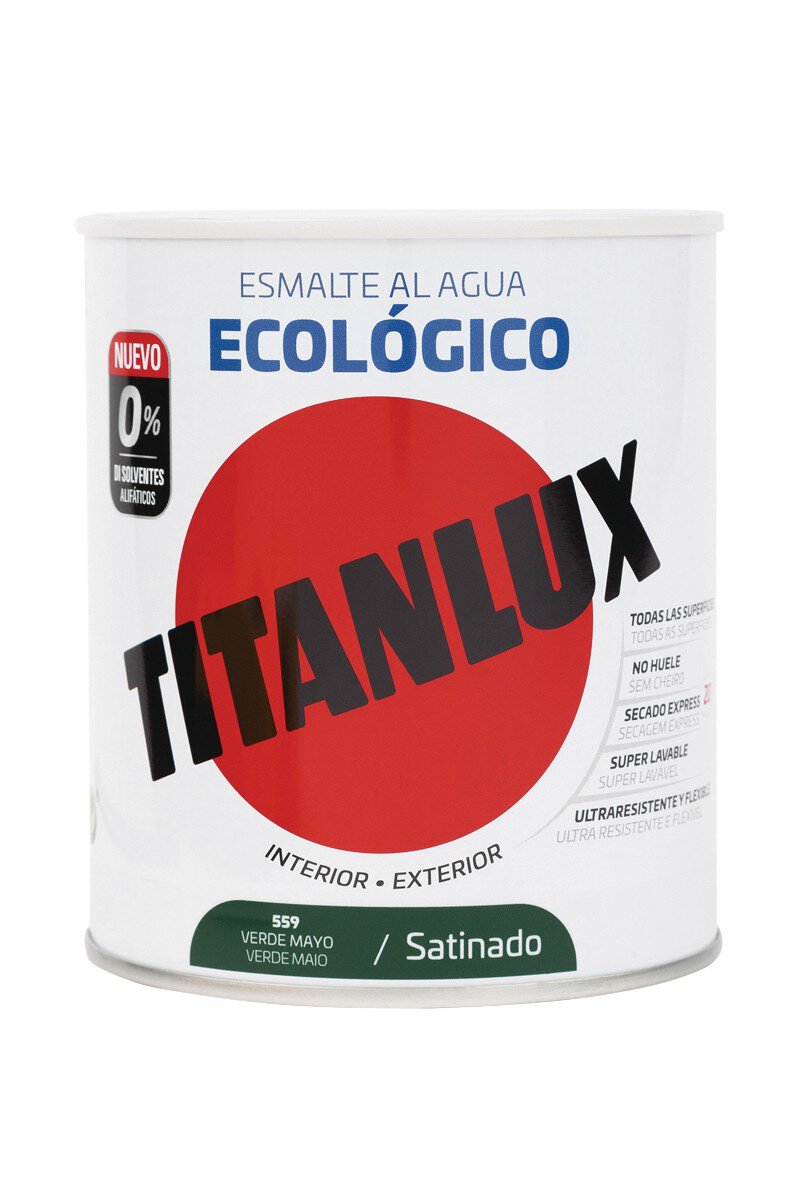 Bote Titanlux esmalte al agua eco satinado verde mayo 750ml