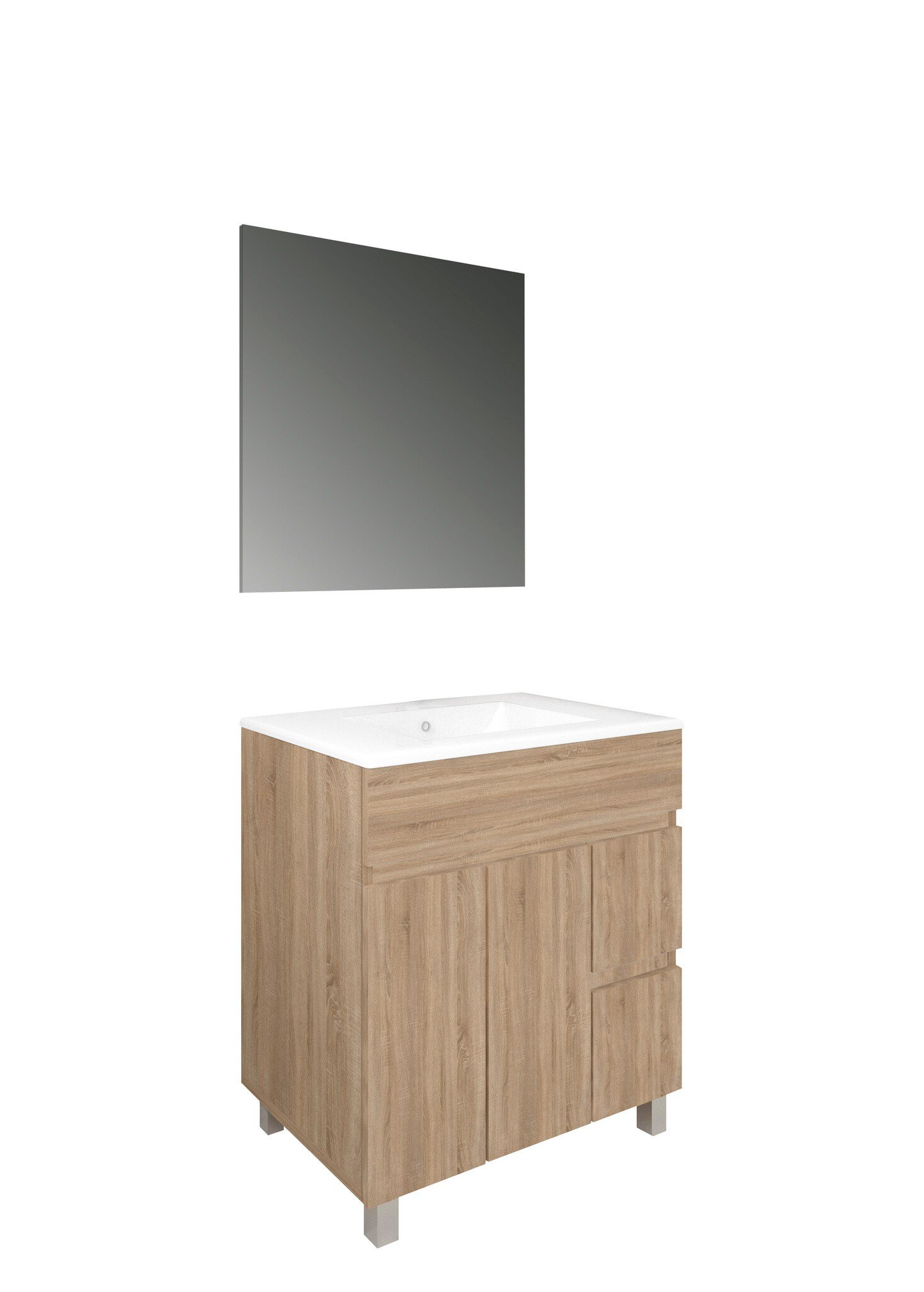 Conjunto Baho Basic 80 Matty 2C 2P Roble Cambrián (Espejo Liso)