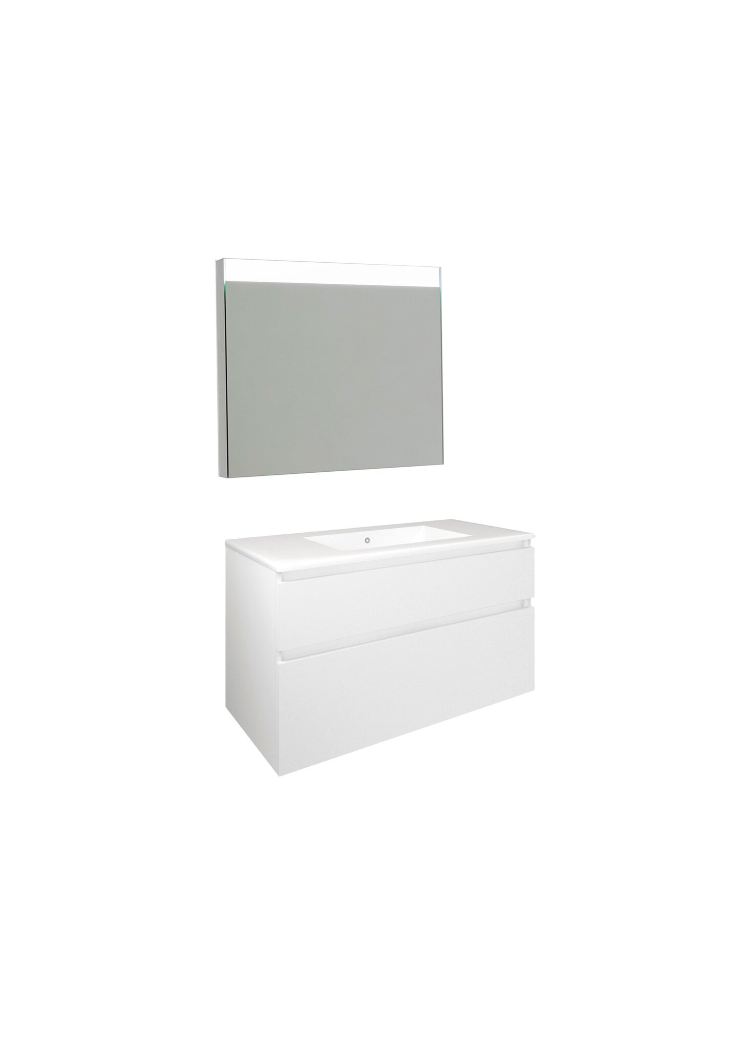 Conjunto Baho Plus 100 Manning Suspendido Blanco Mate (Espejo Led)