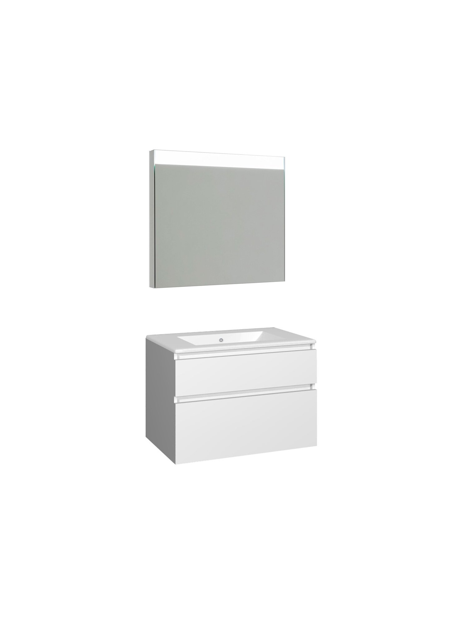 Conjunto Baho Plus 80 Manning Suspendido Blanco Mate (Espejo Led)