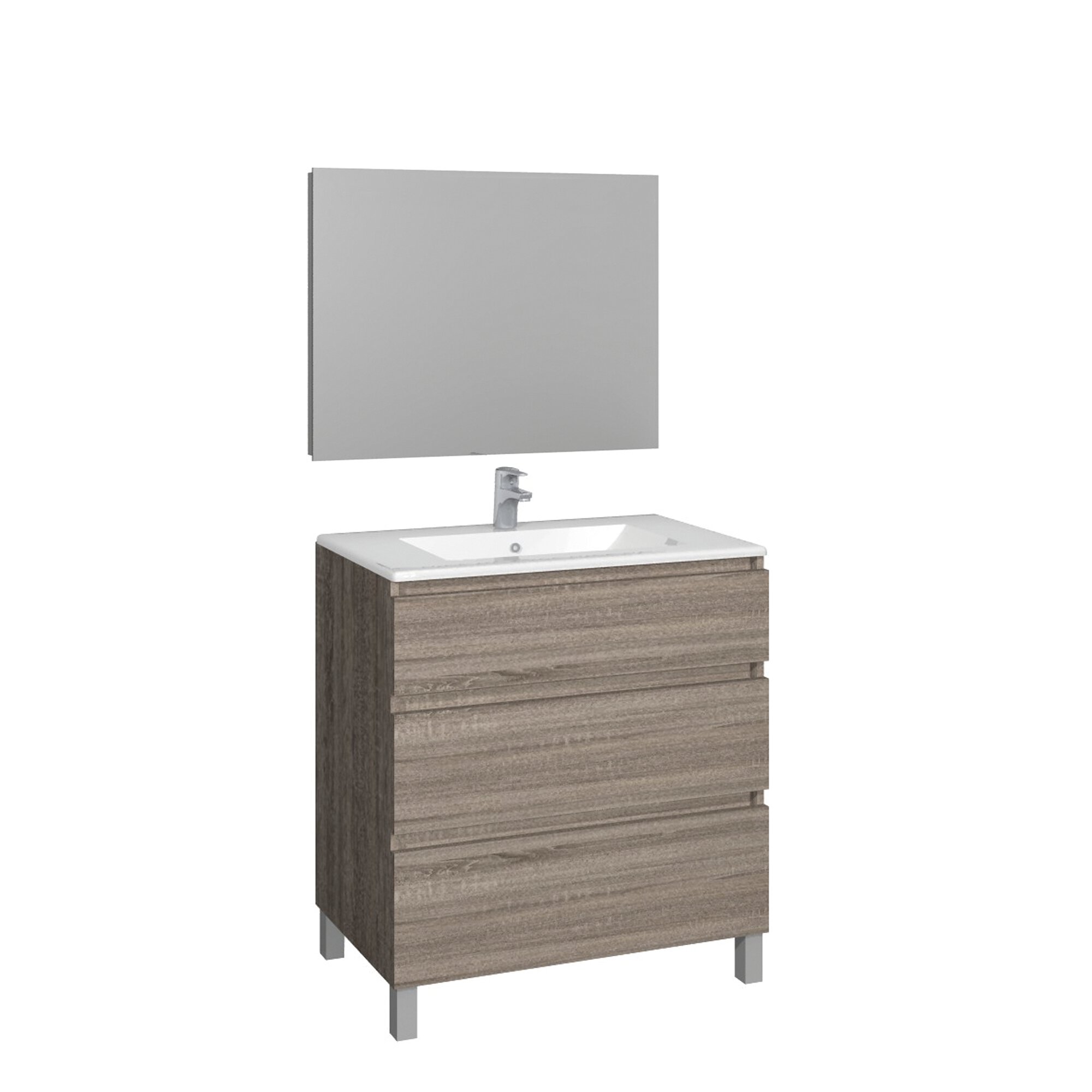 Conjunto Baho manning a suelo 80 roble cambrian con espejo liso