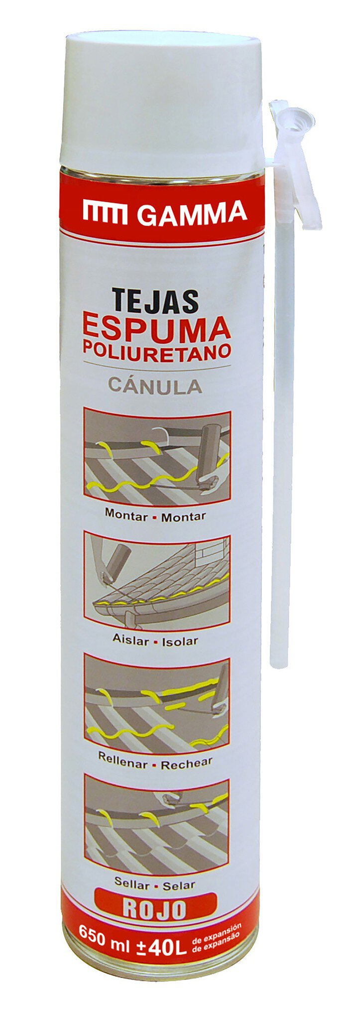 Cartucho Gamma espuma pu tejas roja aerosol 650ml