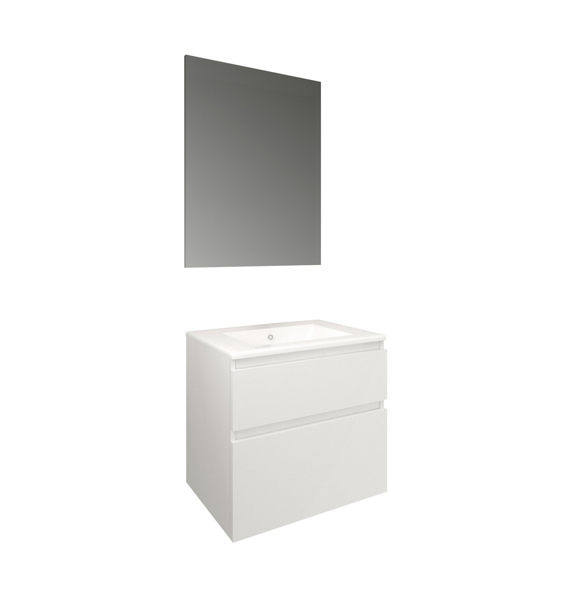 Conjunto Baho Basic 60 Manning A Suelo Blanco Mate (Espejo Liso)