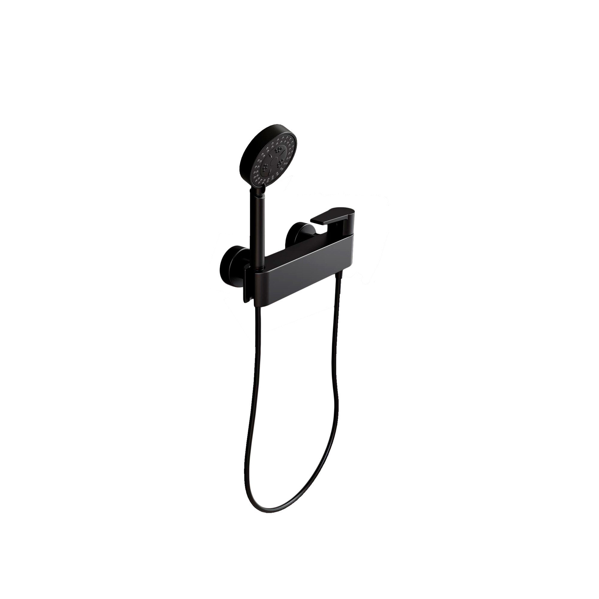 Grifo de ducha Baho Plano con accesorios negro mate