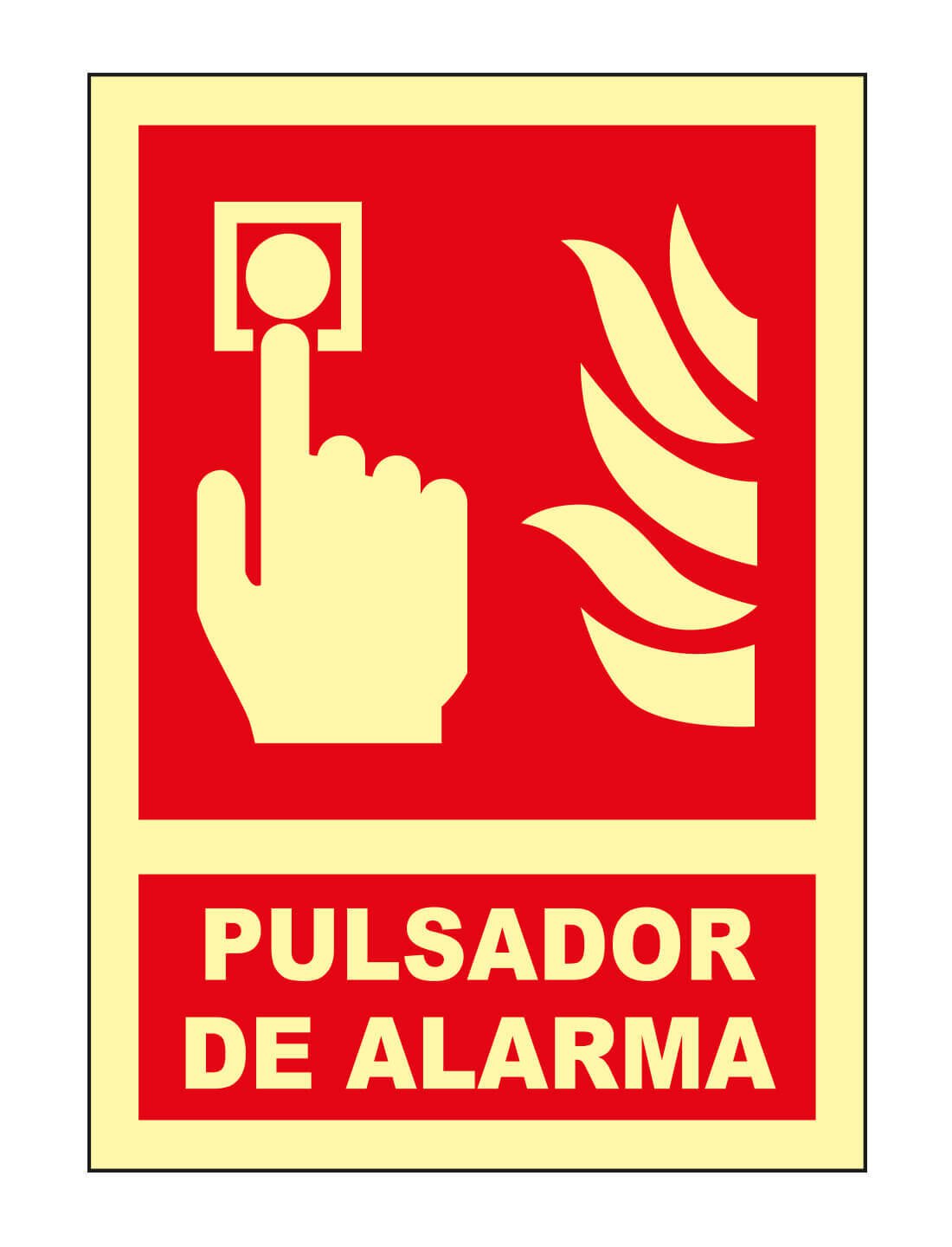 Pz. Señal JG Fotoluminiscente Clase B Pulsador de alarma A4