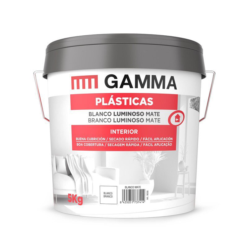 Bote Gamma pintura plastica blanco luminoso mate 5kg