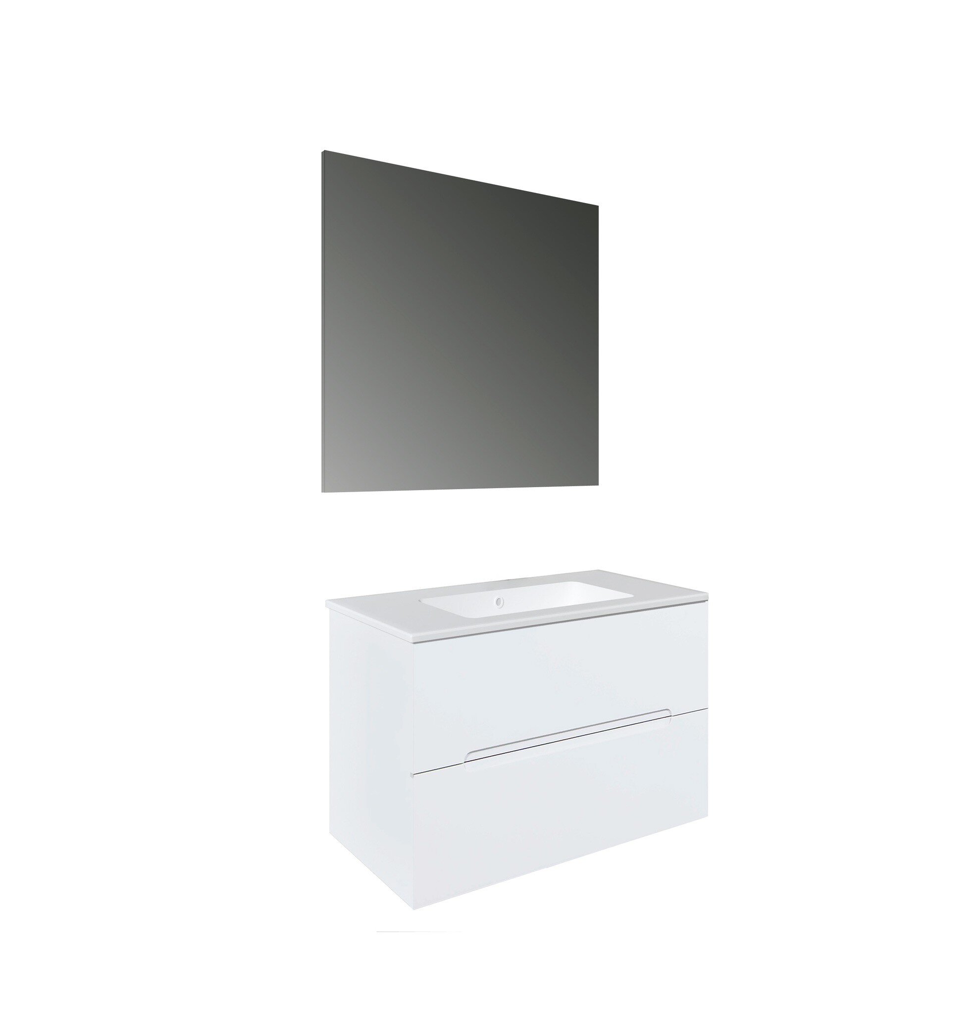 Conjunto Baho Basic 80 Calma Blanco Brillo (Espejo Liso)