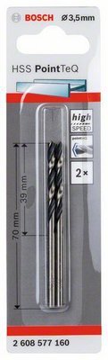 Pack 2 uds. broca Bosch HSS PoinTeQ metal 3.5x39x70