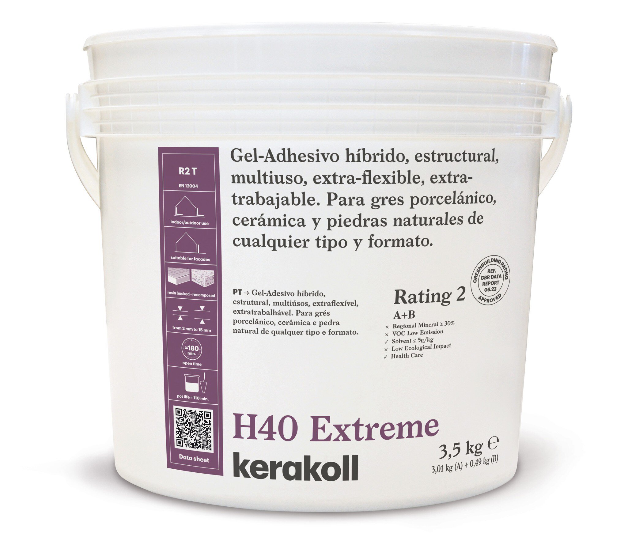 Cubo Mortero cola Gel Kerakoll H40 extreme blanco 3.5kg. (K15523)