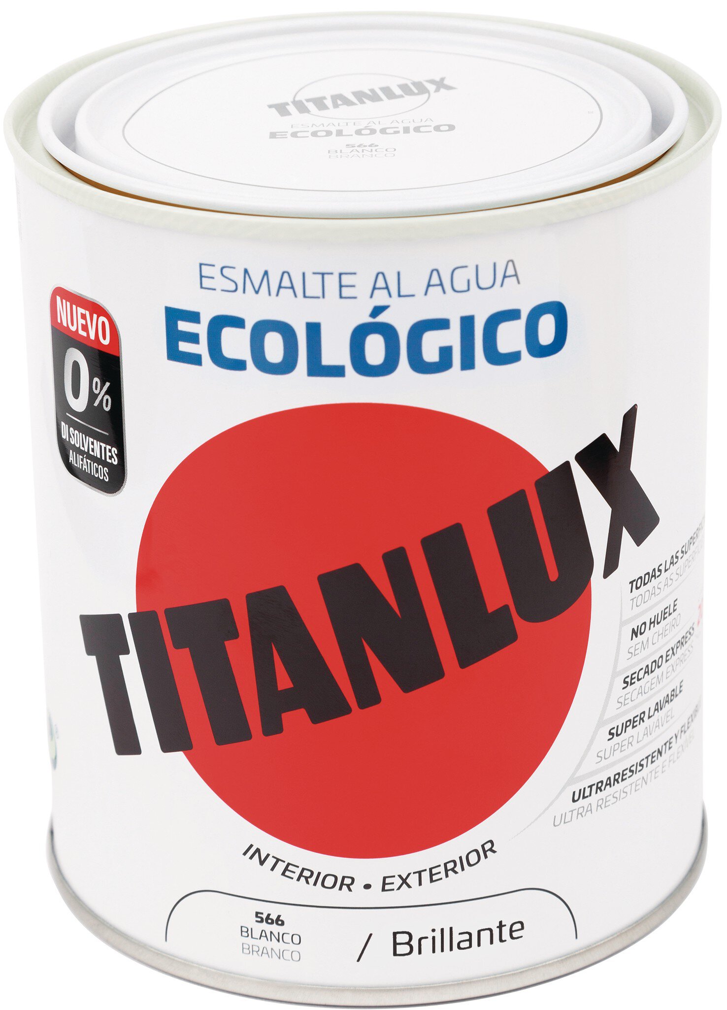 Bote Titanlux esmalte al agua eco brillante blanco 750ml