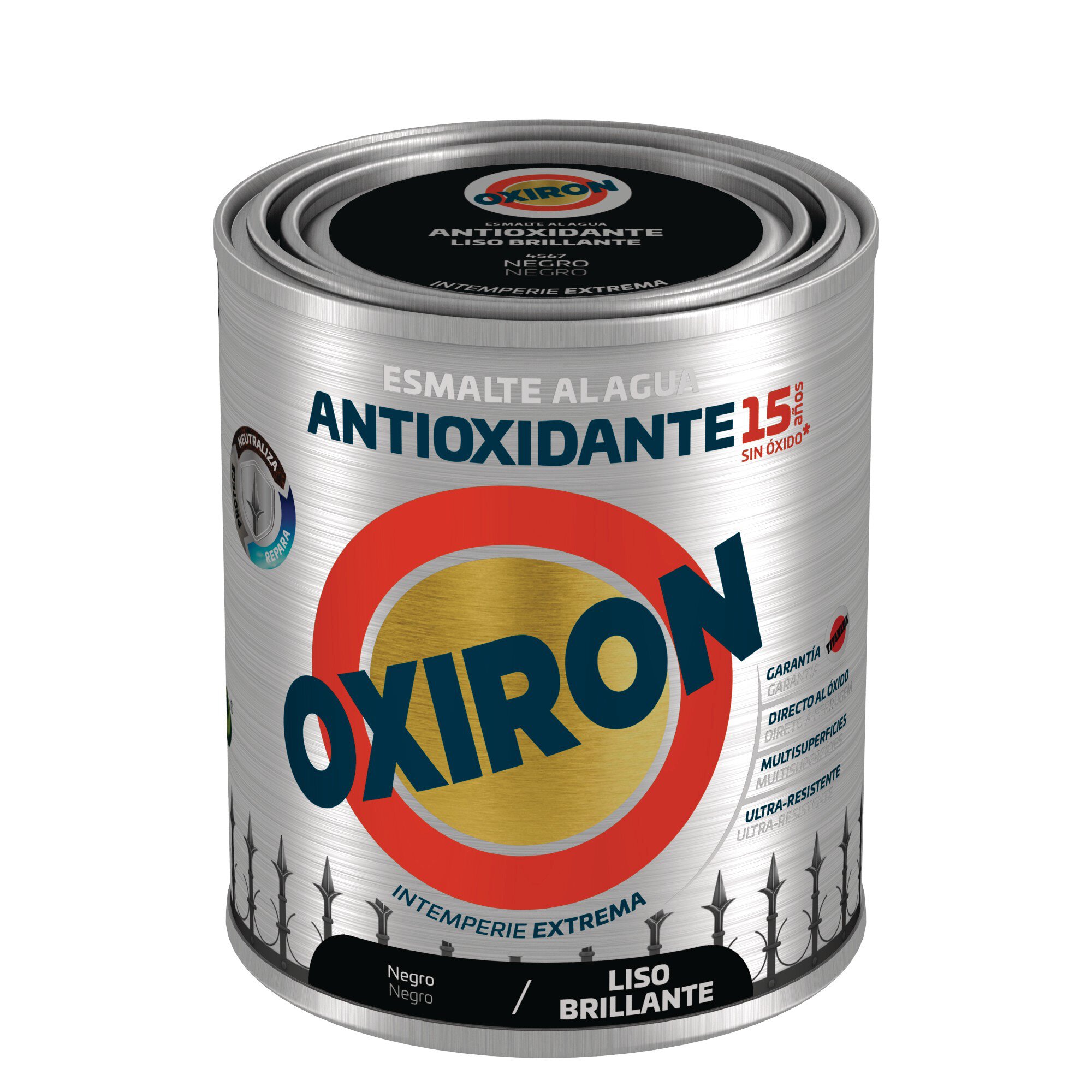 Bote Oxiron esmalte al agua antioxidante liso brillante negro 750ml