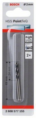 Pack 2 uds. broca Bosch HSS PoinTeQ metal 2x24x49