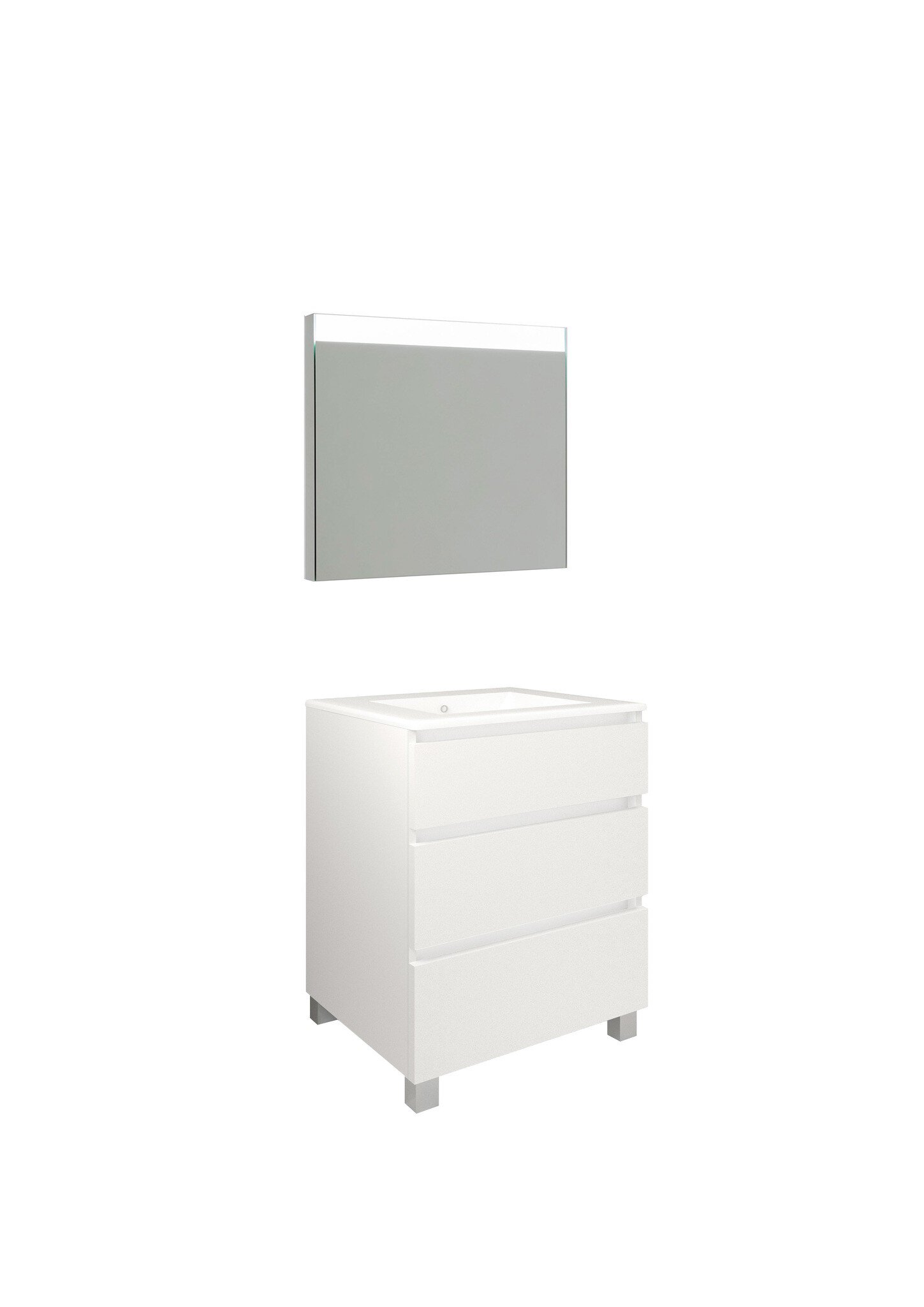 Conjunto Baho Plus 80 Manning A Suelo Blanco Mate (Espejo Led)