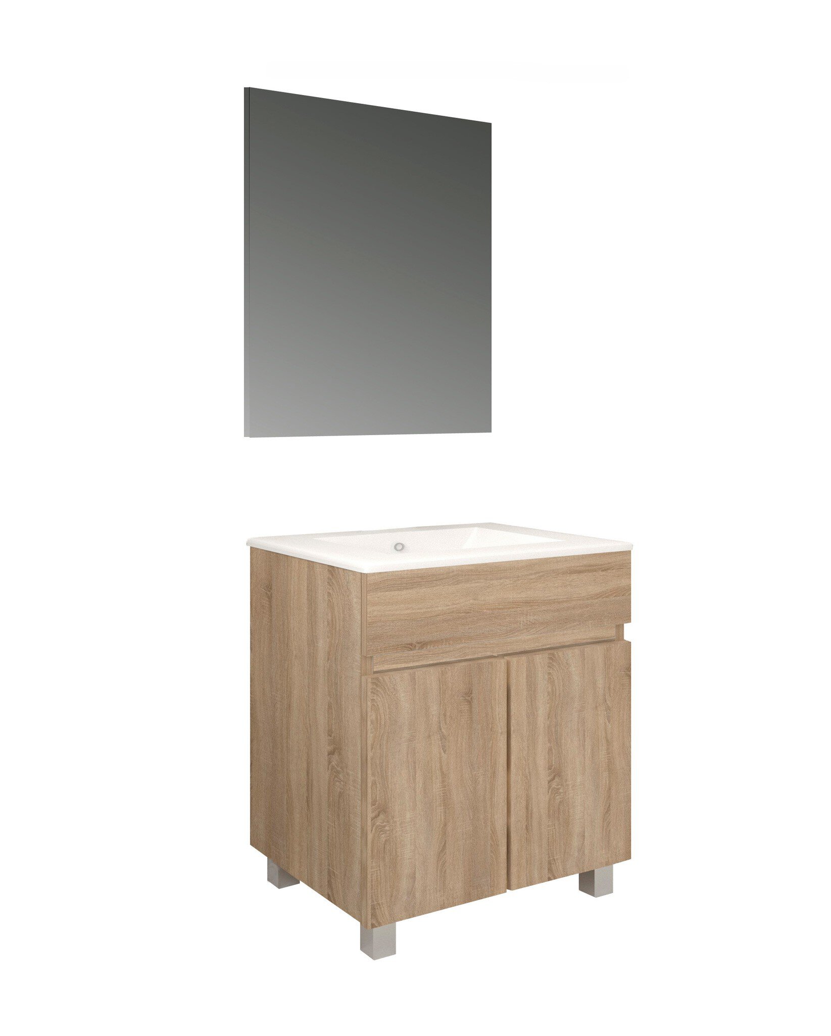 Conjunto Baho Basic 80 Matty 2P Roble Cambrián (Espejo Liso)