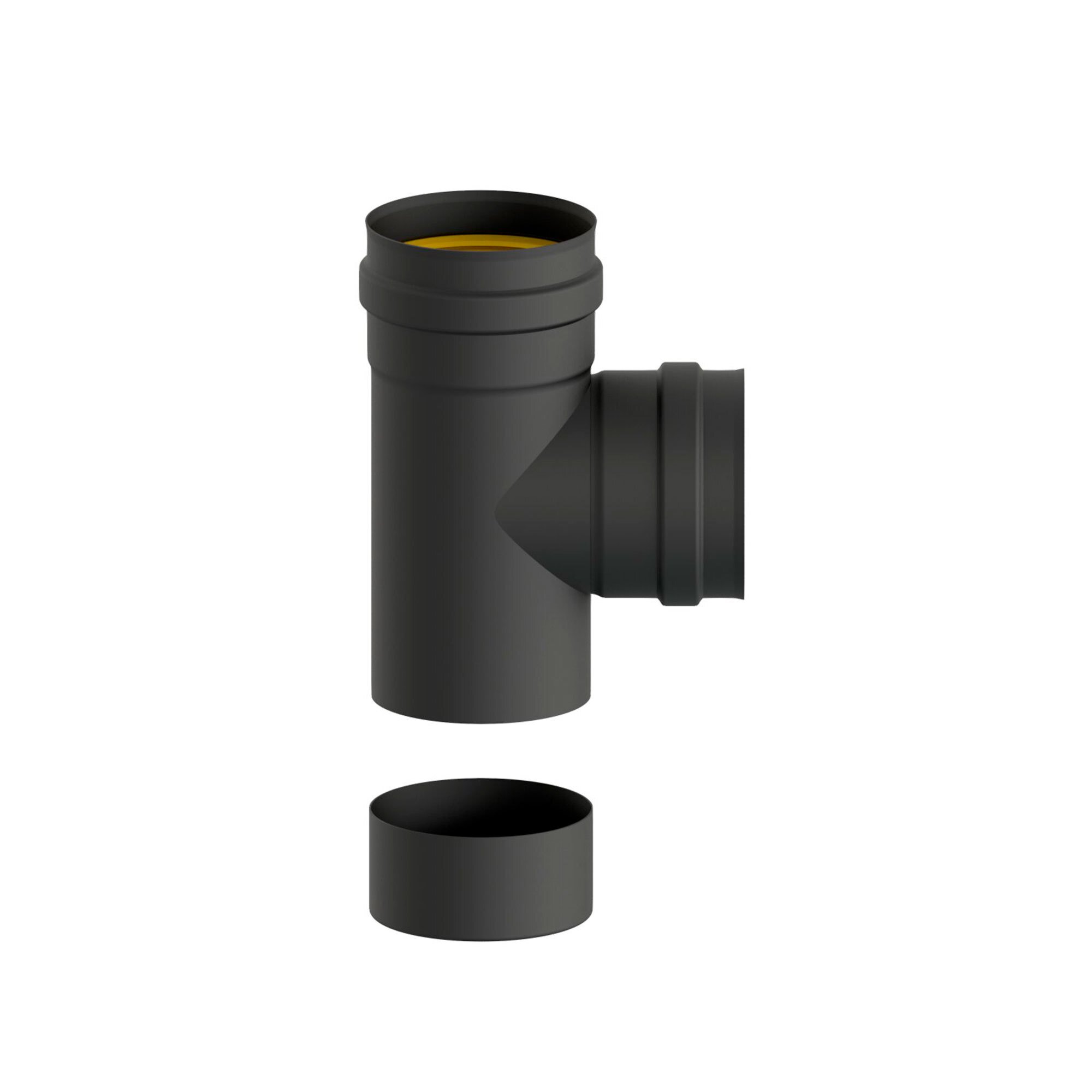 Pz.Exojo Te 90º C/ Colector Vitrificado Negro Mate para pellet