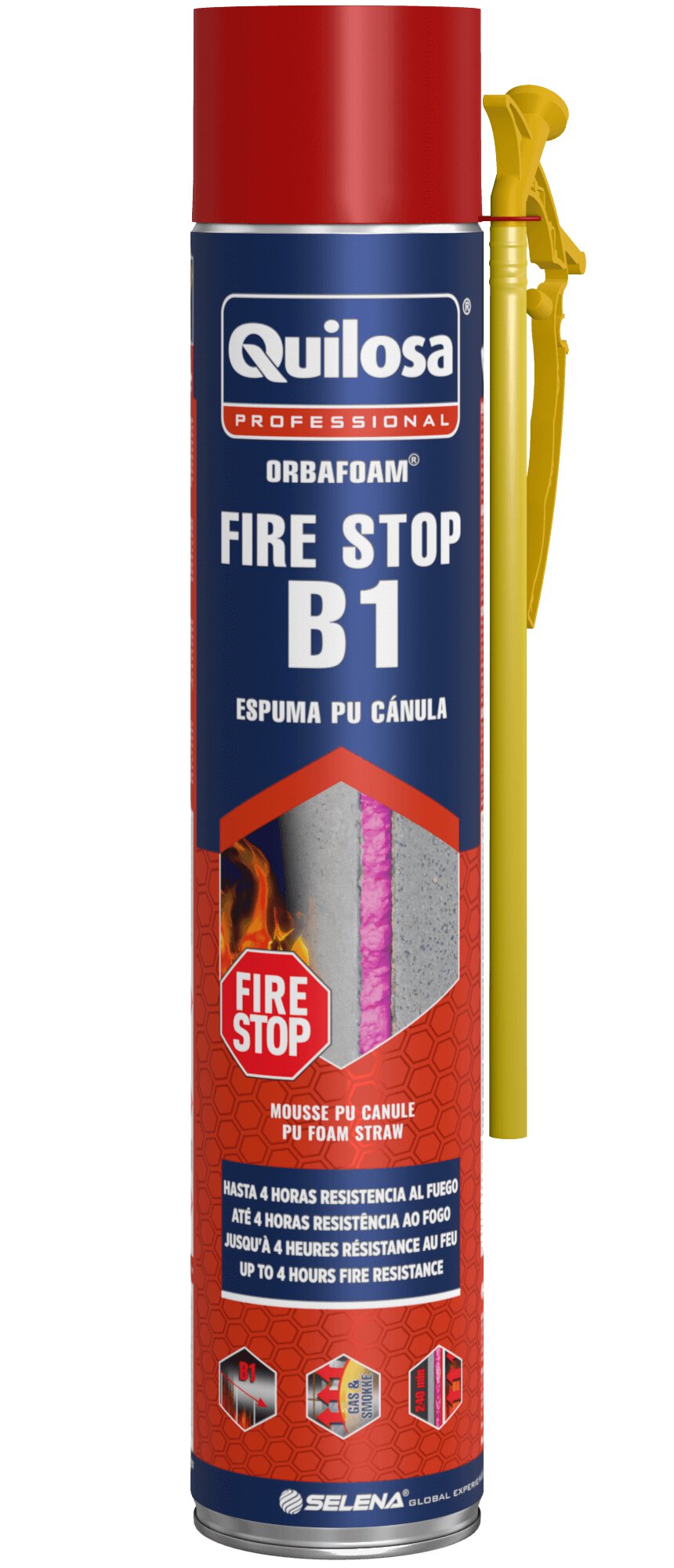 Cart. espuma canula aerosol Quilosa orbafoam fire-stop b1 750 ml rosa