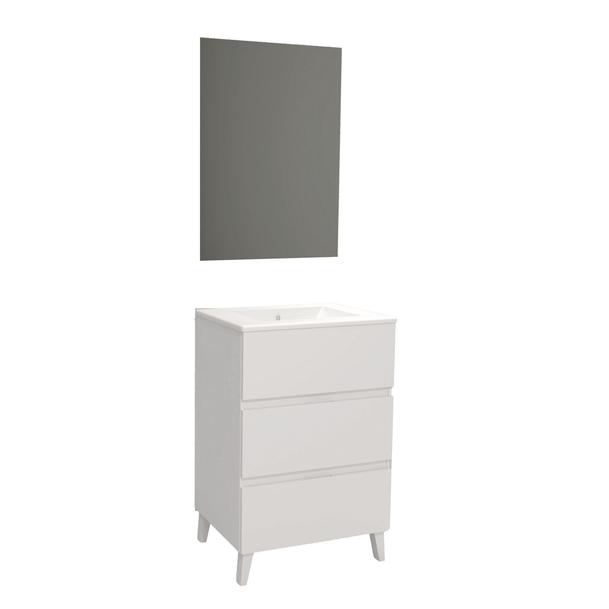 Conjunto Baho Manning a suelo 60 blanco brillo con espejo liso
