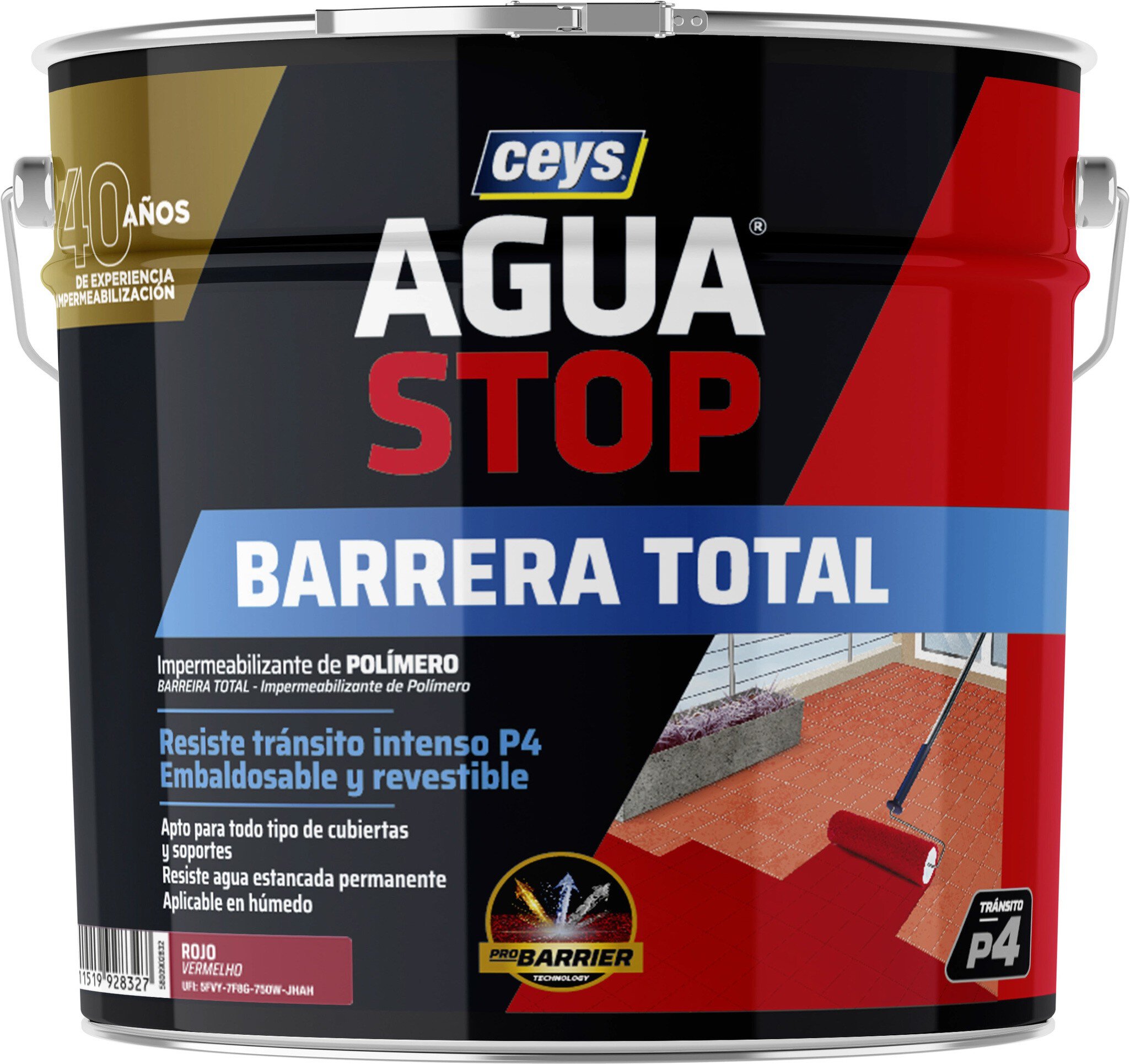 Cubo Ceys Aguastop barrera total fibras rojo 1kg