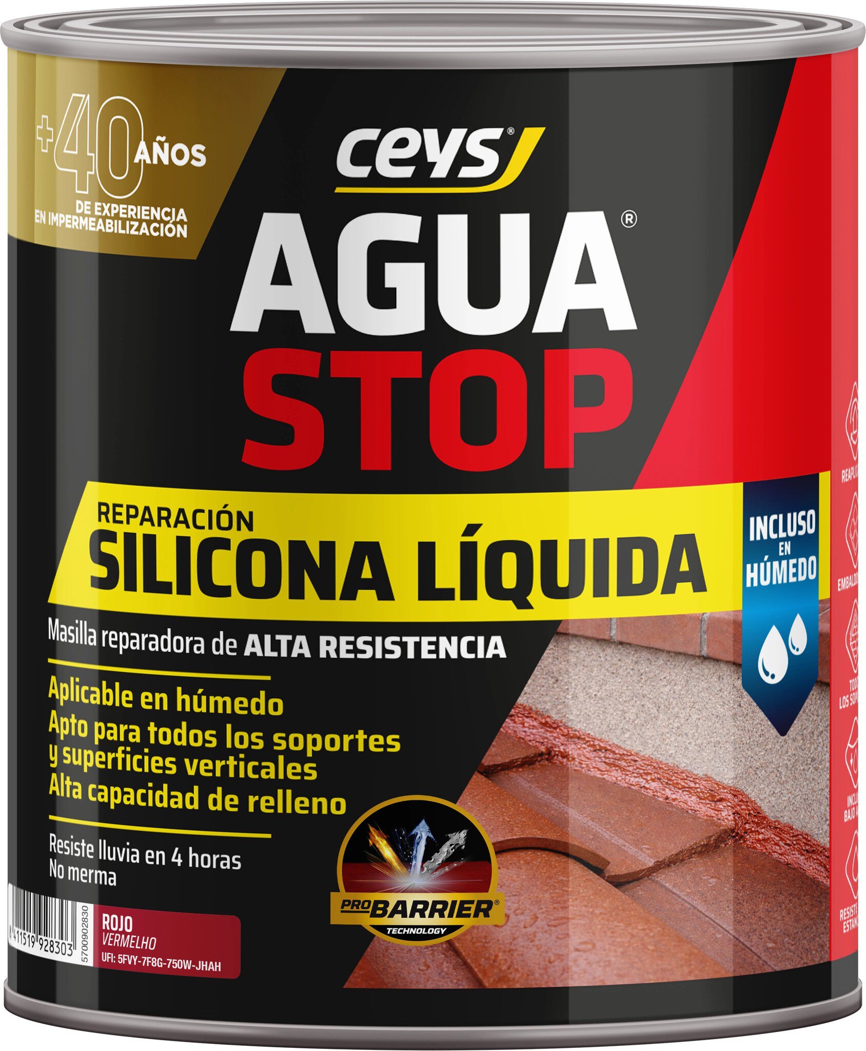 Cubo Ceys Aguastop silicona líquida rojo 1kg