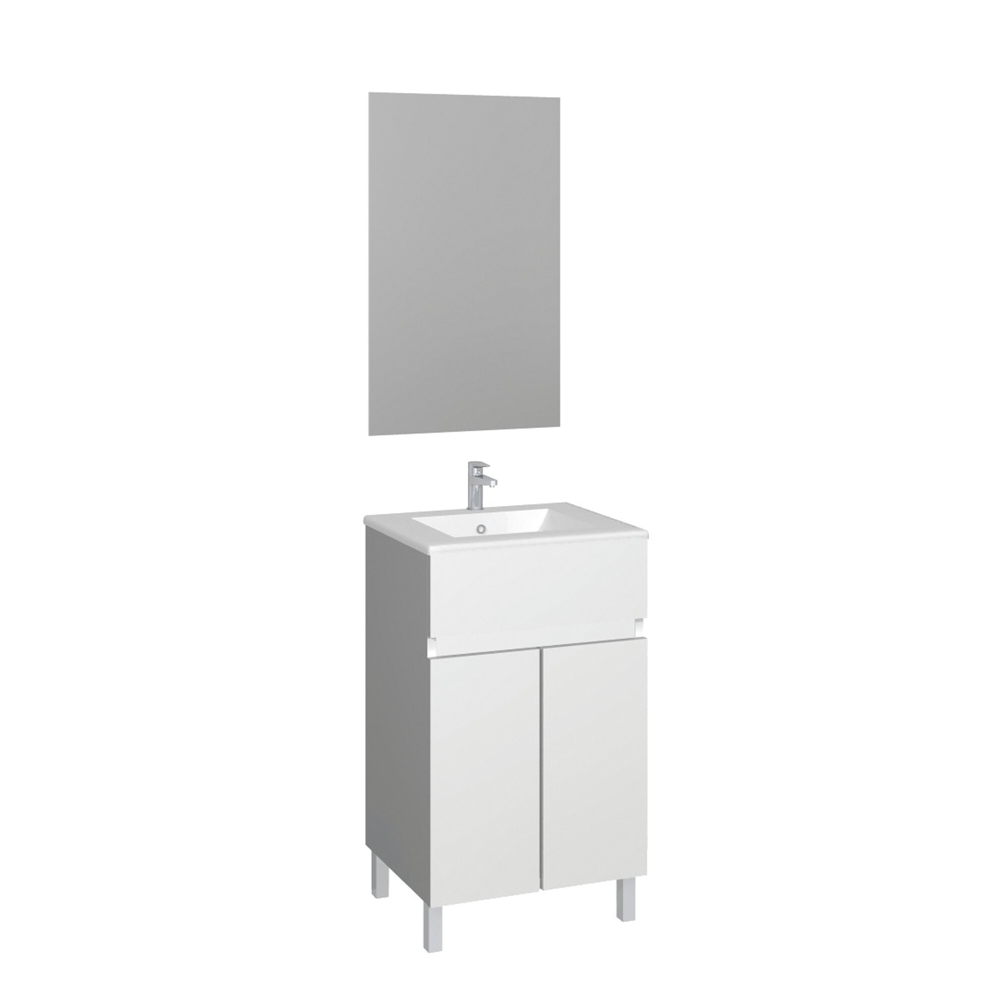 Conjunto Baho Matty a suelo 50 2P blanco con espejo liso