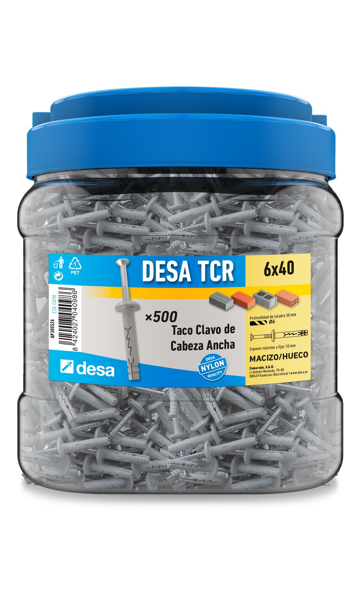 Caja desa taco clavo 6x40 perfileria 500u ref. QC305526
