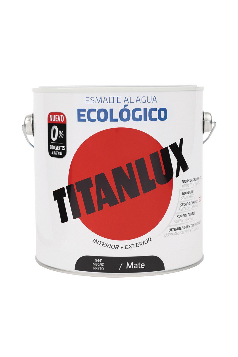 Bote Titanlux esmalte al agua eco mate negro 2.5 L