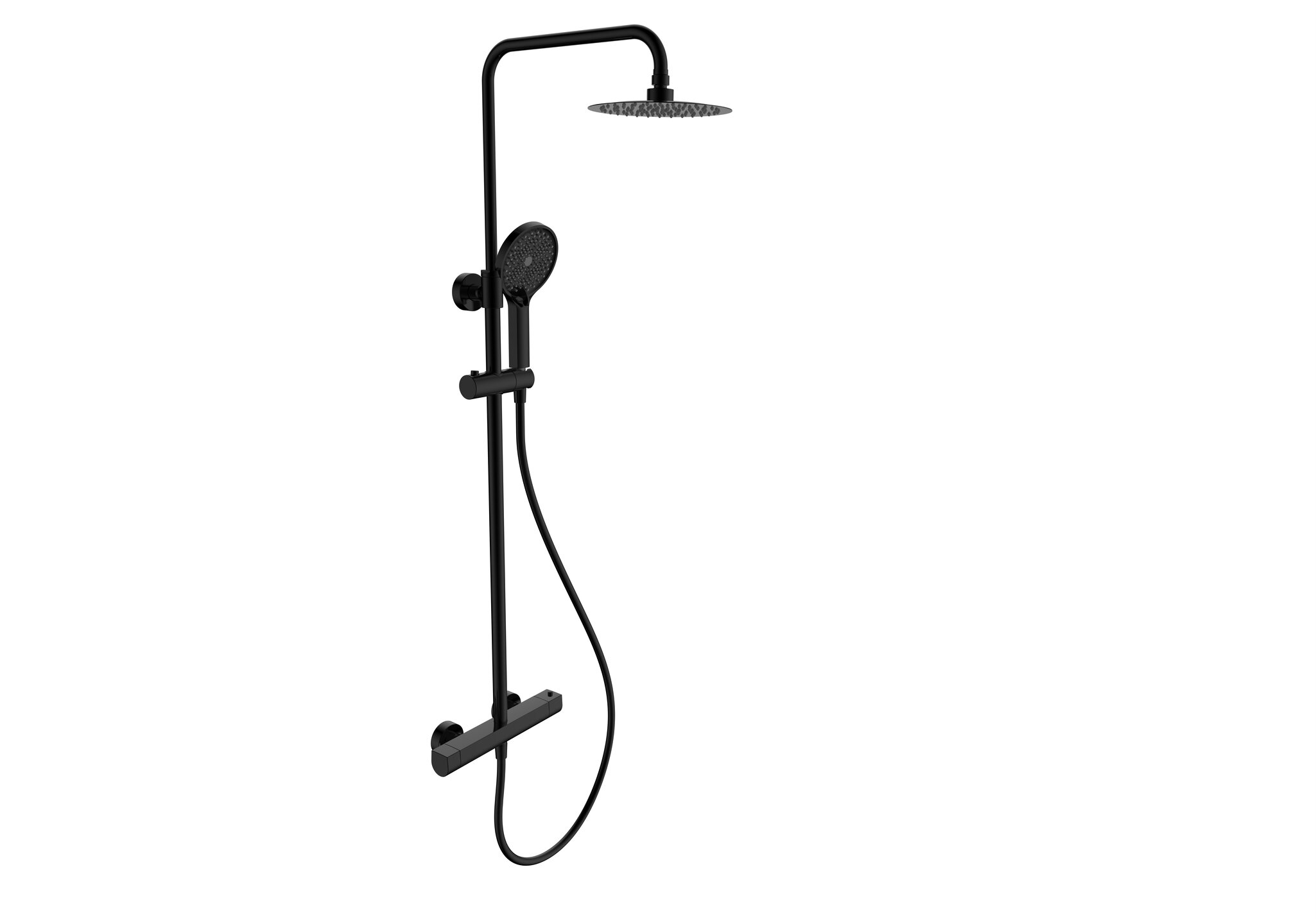 Equipo de ducha Baho Plano termostatico negro mate