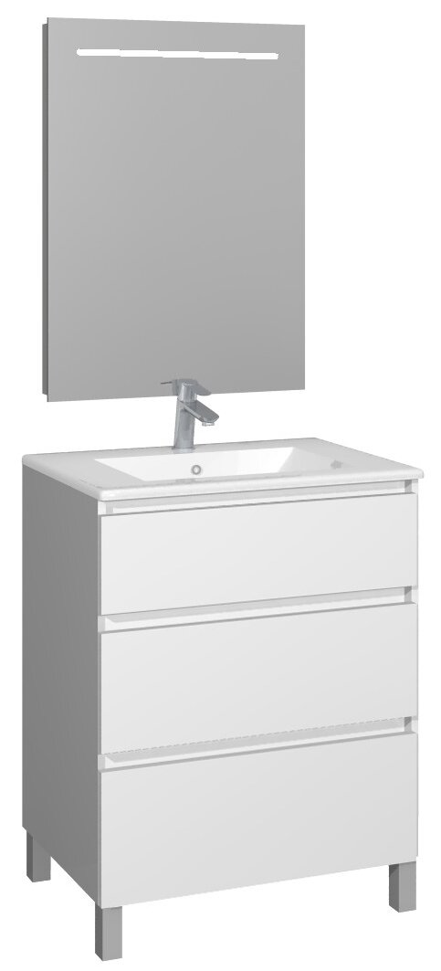 Conjunto Baho manning a suelo 70 blanco mate con espejo led
