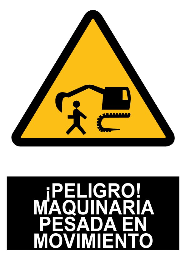Pz. Señal JG Peligro maquinaria pesada en movimiento 30x40 cm