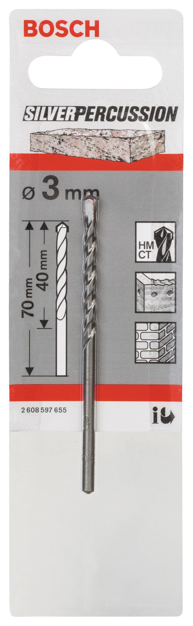 Pz.broca Bosch cyl-3 piedra 3x40x70