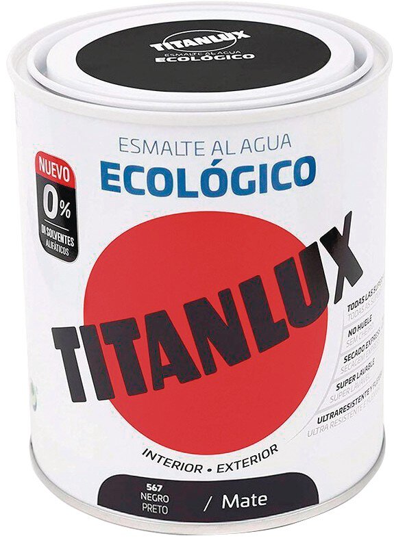 Bote Titanlux esmalte al agua eco mate negro 750ml