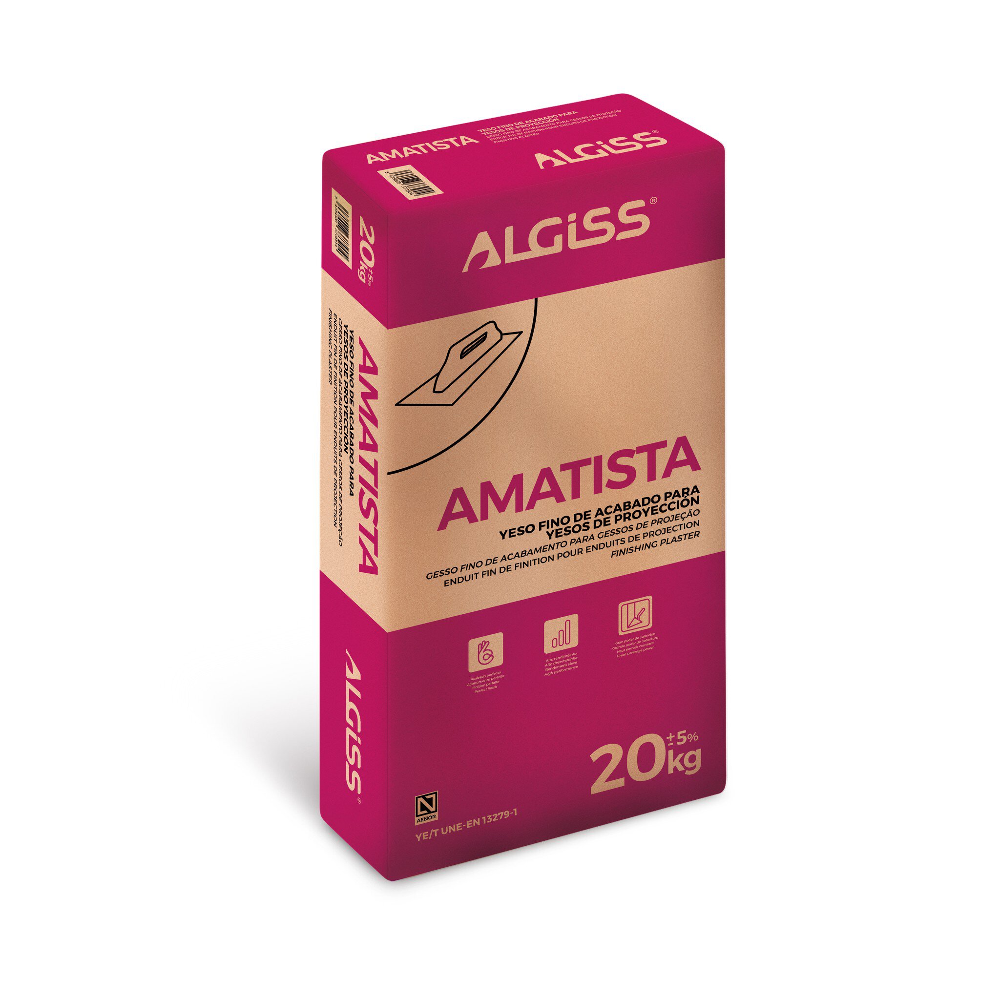 Saco yeso Algiss amatista (20kg) fino acabados