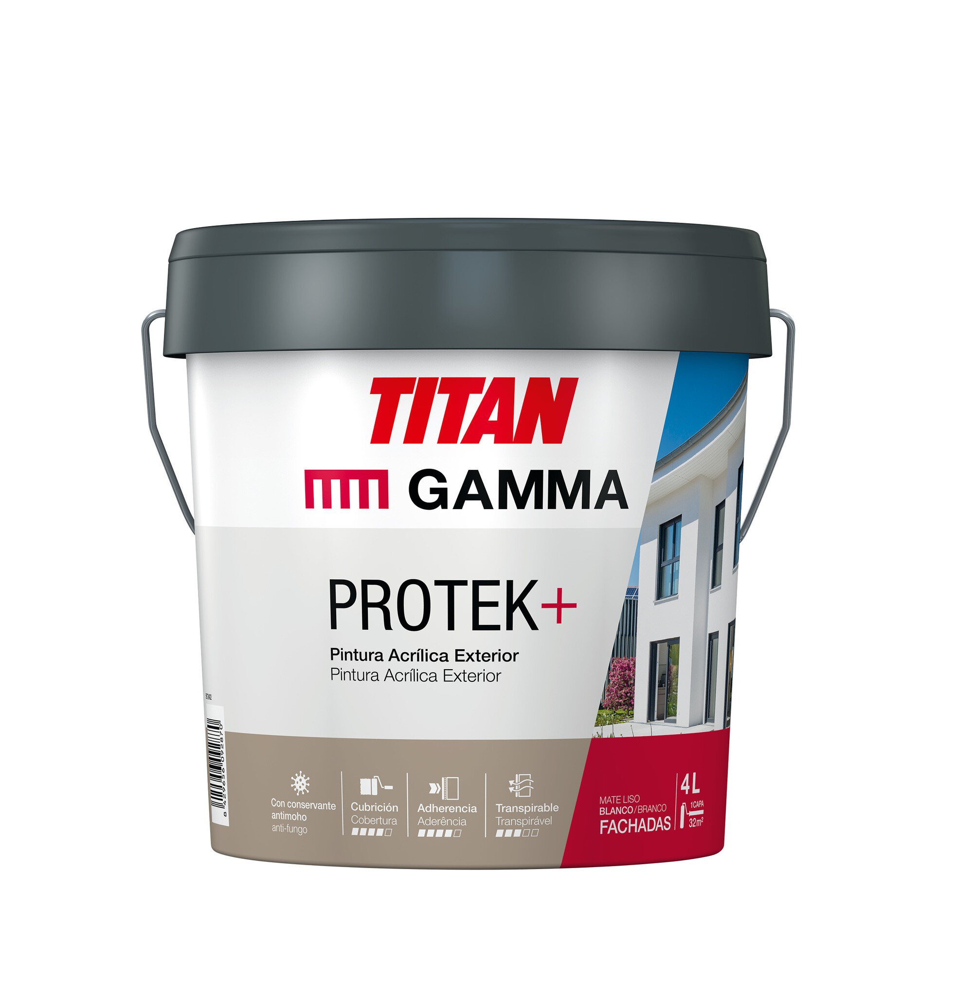 Bote Gamma-Titan pintura acrílica/plástica blanca Protek exterior-fachadas 4l