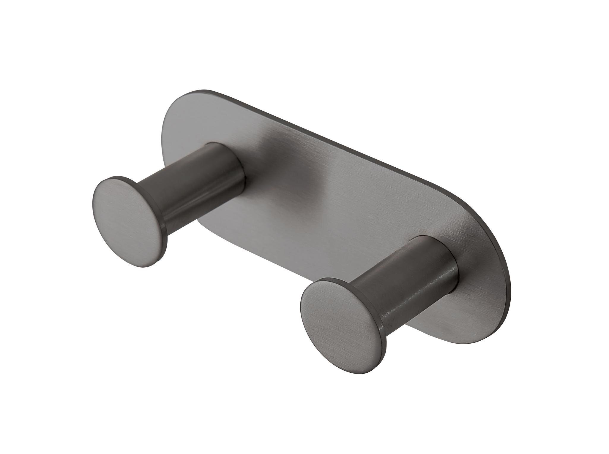 Percha doble Baho Bolt gunmetal (adhesivo 3M)