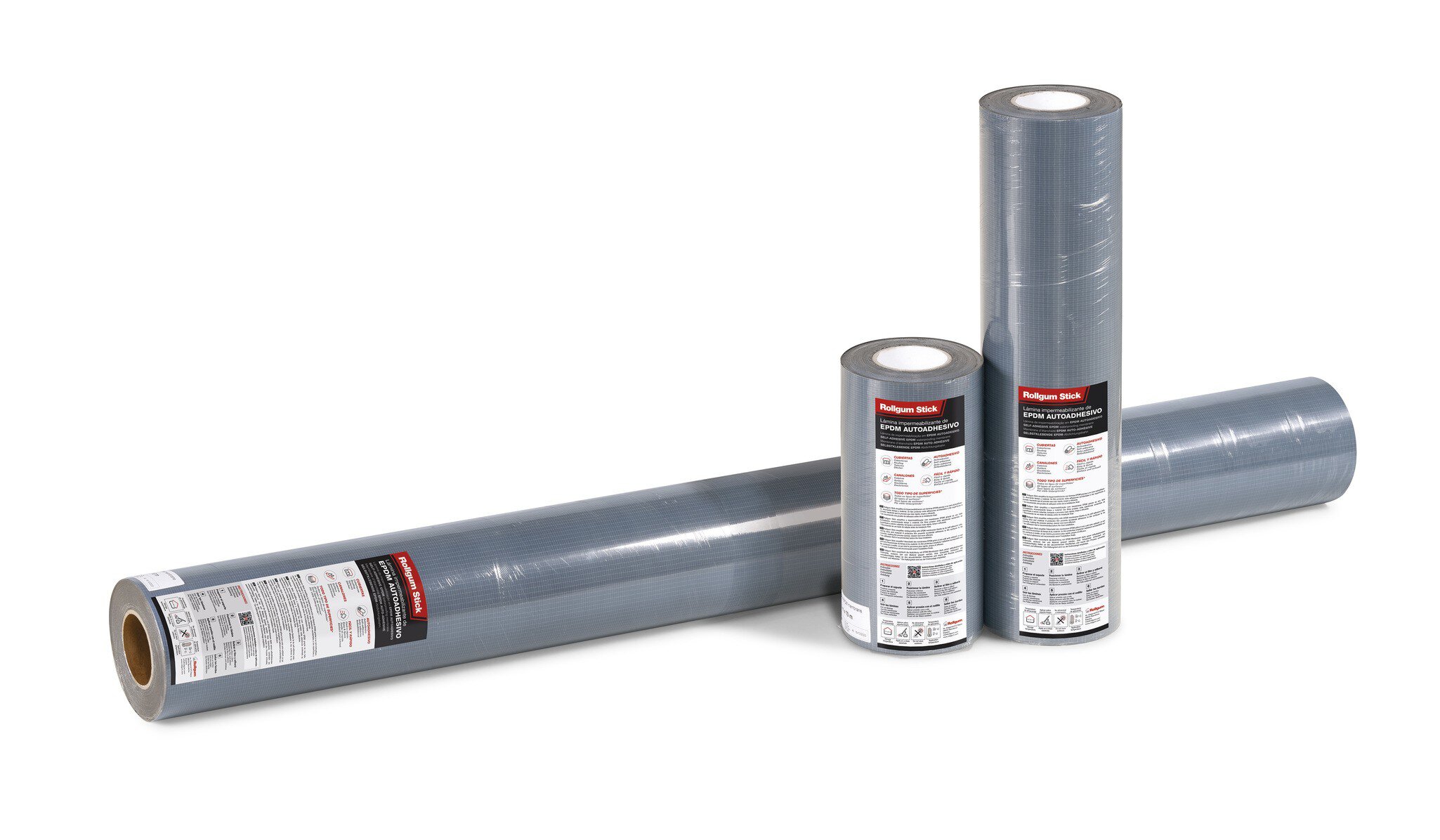Rollo Lámina ROLLGUM STICK 100 impermeabilizante EPDM autoadhesiva. espesor 1.1 mm 1.5x10m (15m2)