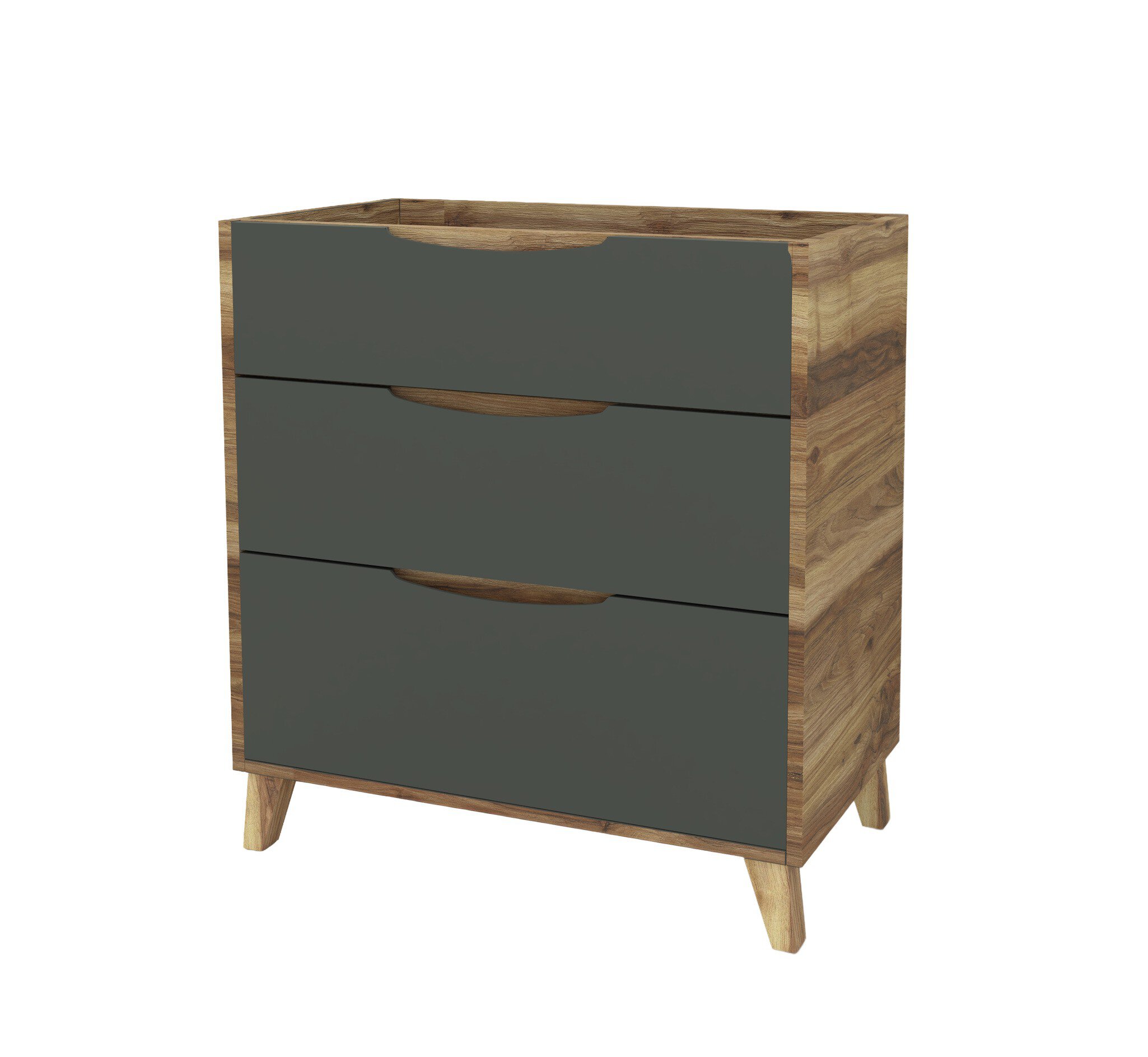 Mueble Baho Eibar 3C a suelo 80 Antracita mate y enebro